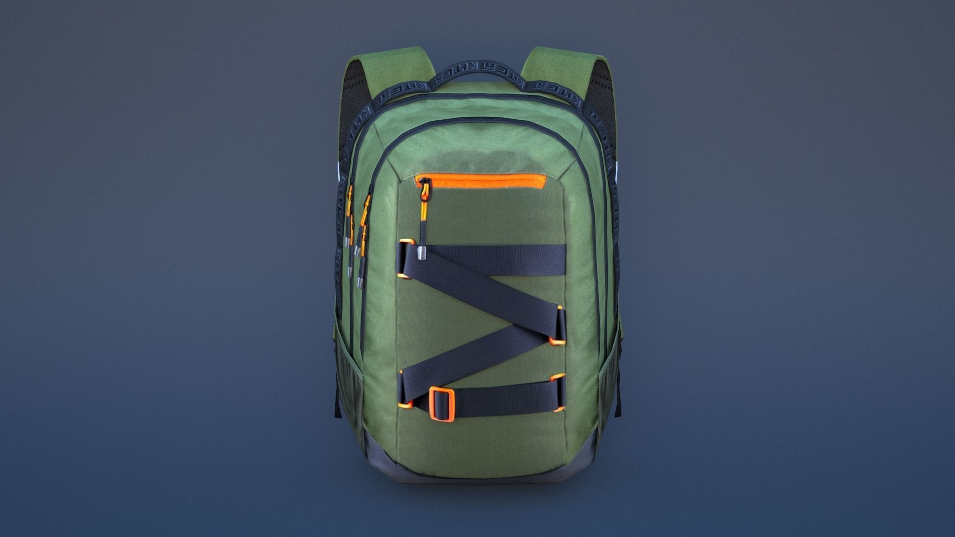 Backpack with orange straps Low-poly 3D model_9