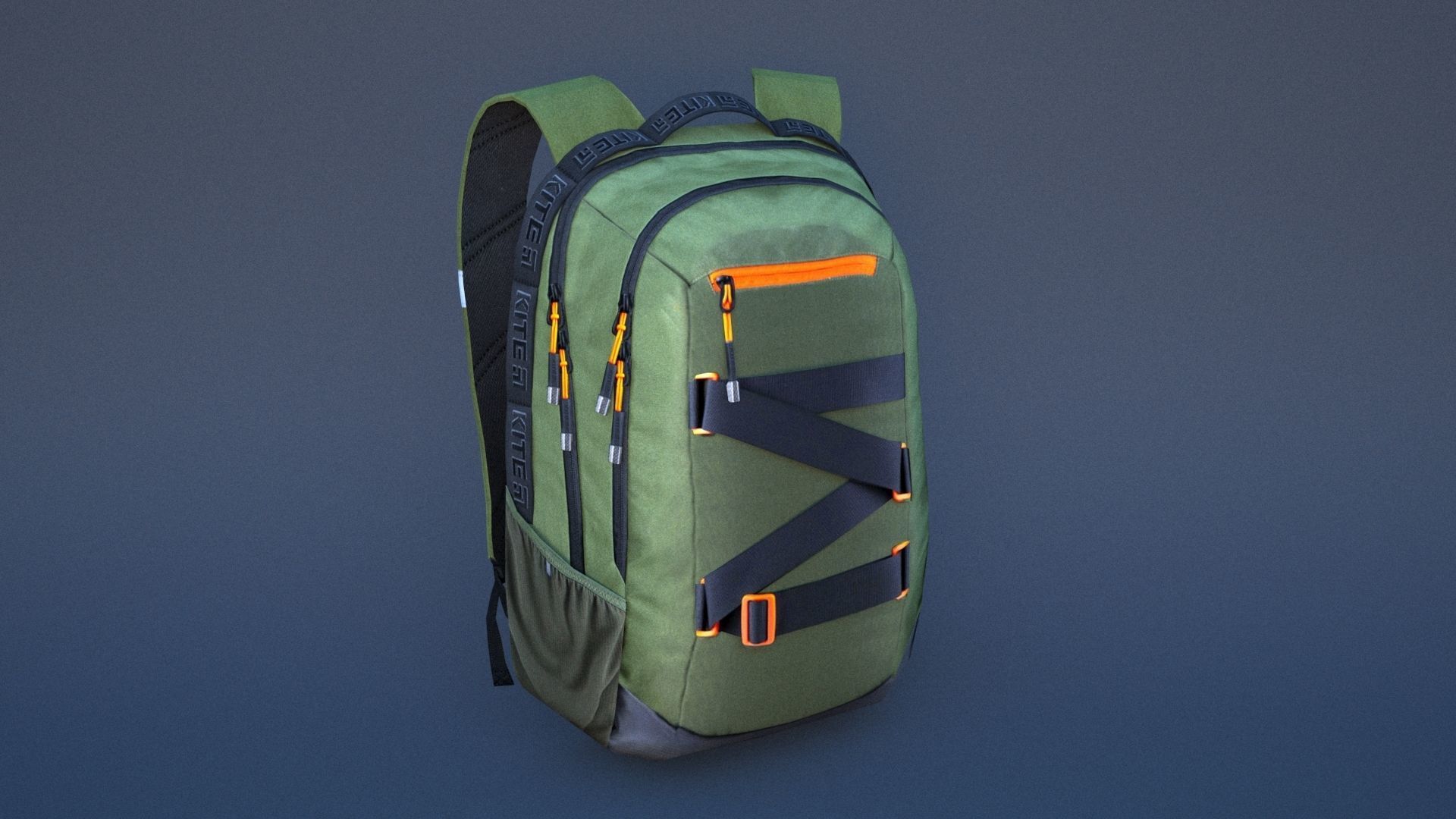 Backpack with orange straps Low-poly 3D model_12