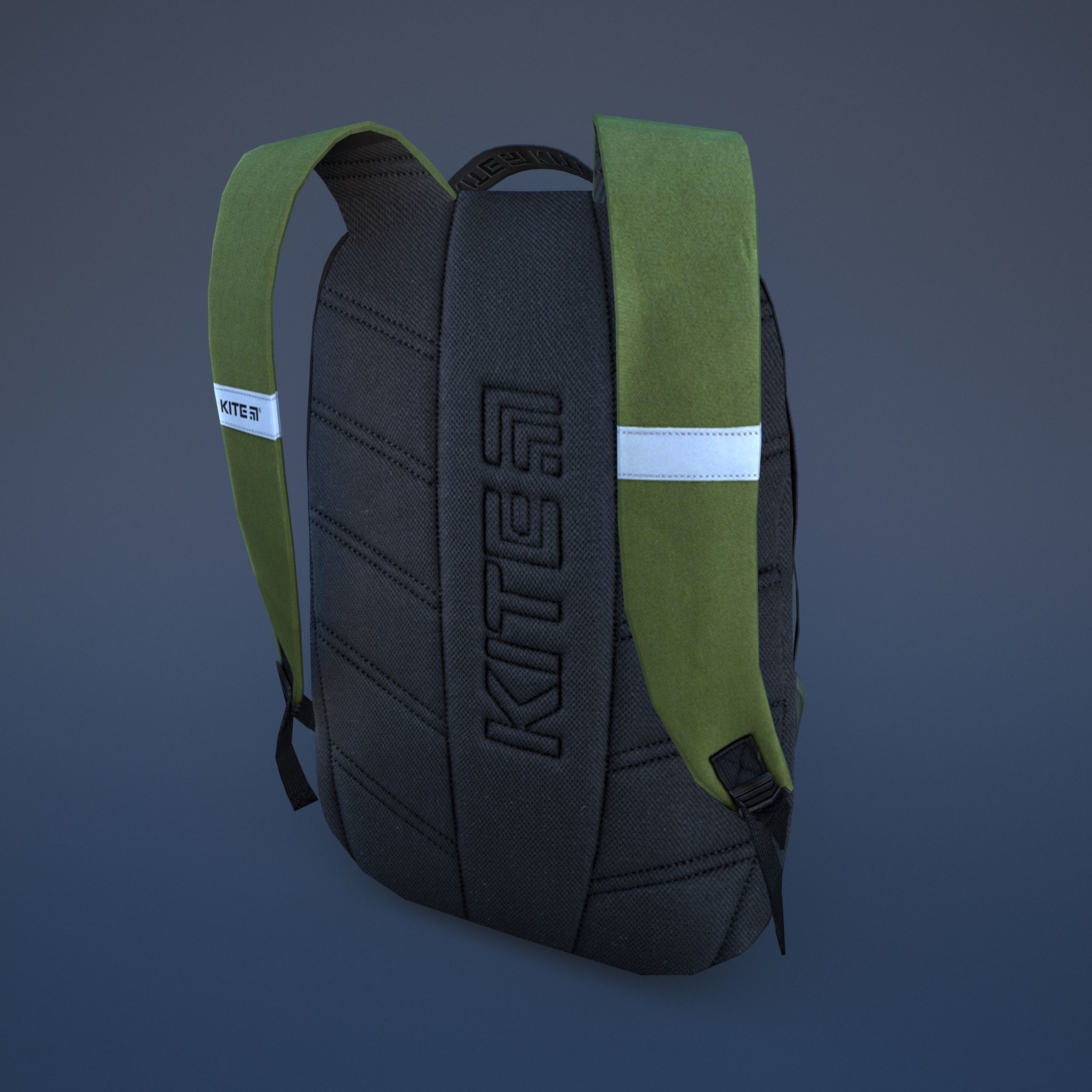 Backpack with orange straps Low-poly 3D model_4