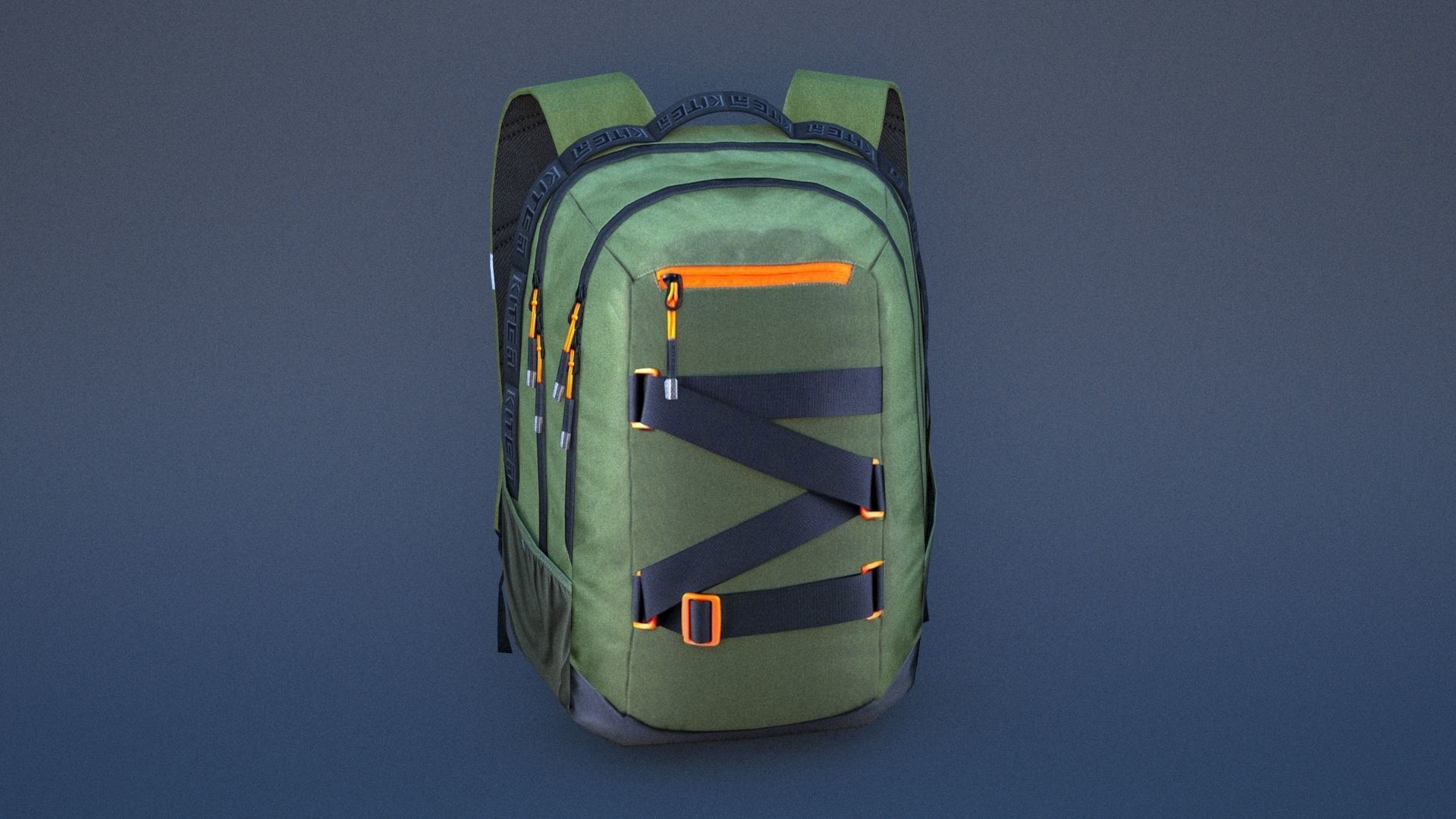 Backpack with orange straps Low-poly 3D model_10