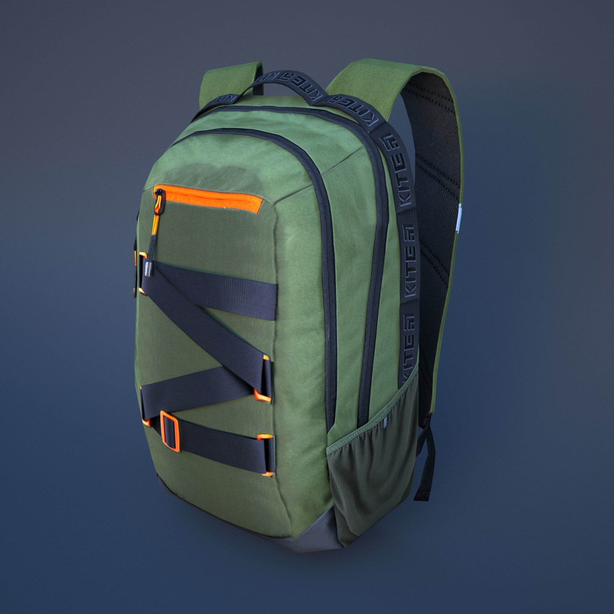 Backpack with orange straps Low-poly 3D model_1