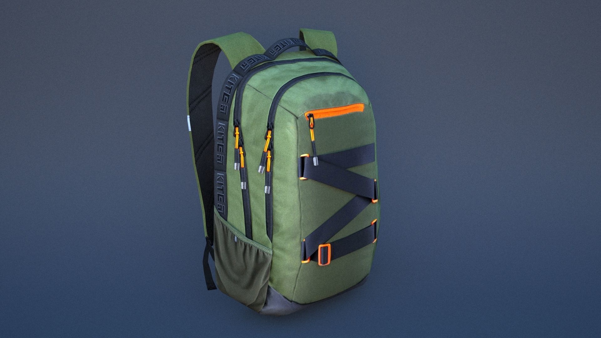 Backpack with orange straps Low-poly 3D model_13