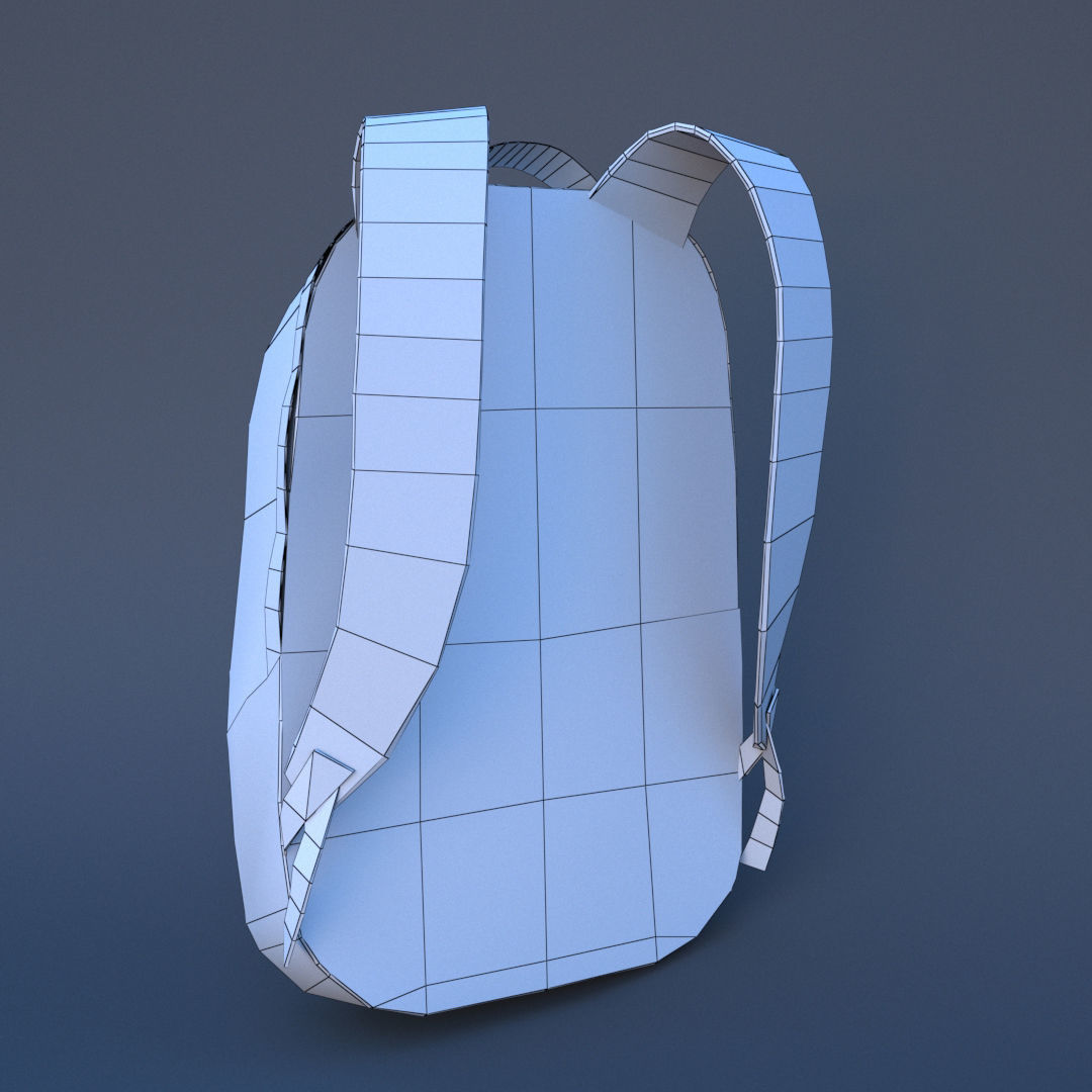 Backpack with orange straps Low-poly 3D model_8