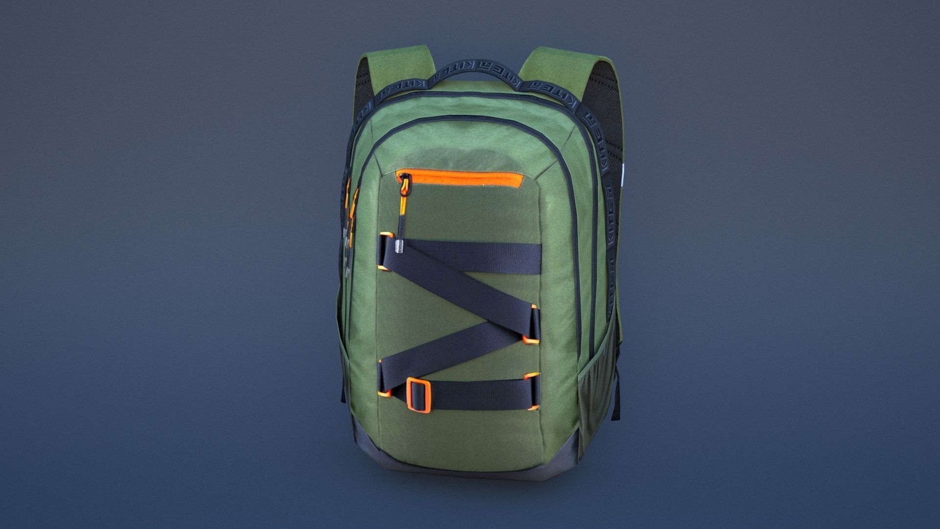 Backpack with orange straps Low-poly 3D model_45