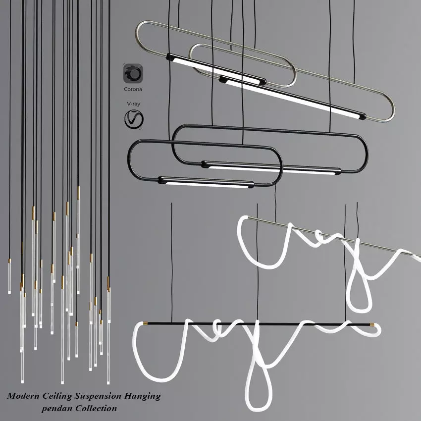 Modern Ceiling Suspension Hanging Pendant 3D model_0