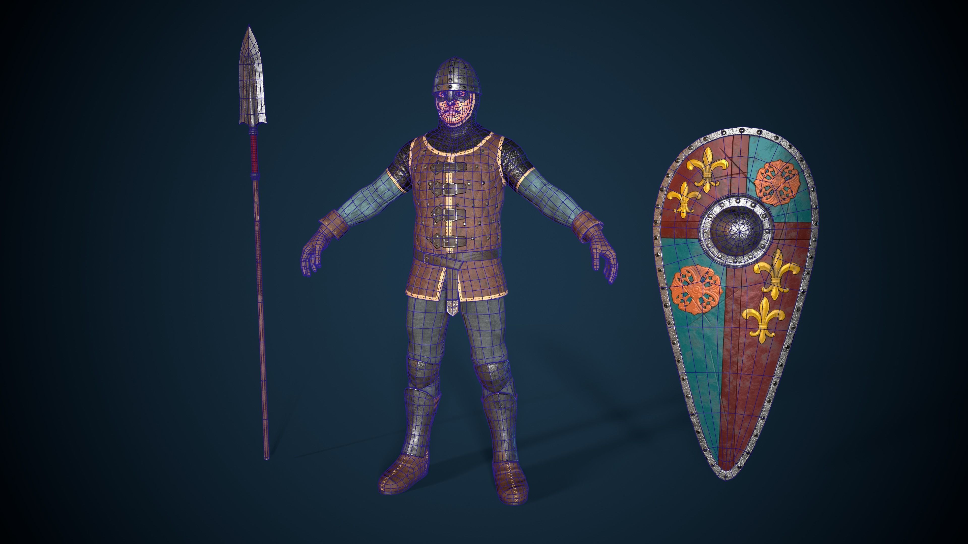 Guard knight Low-poly 3D model_12