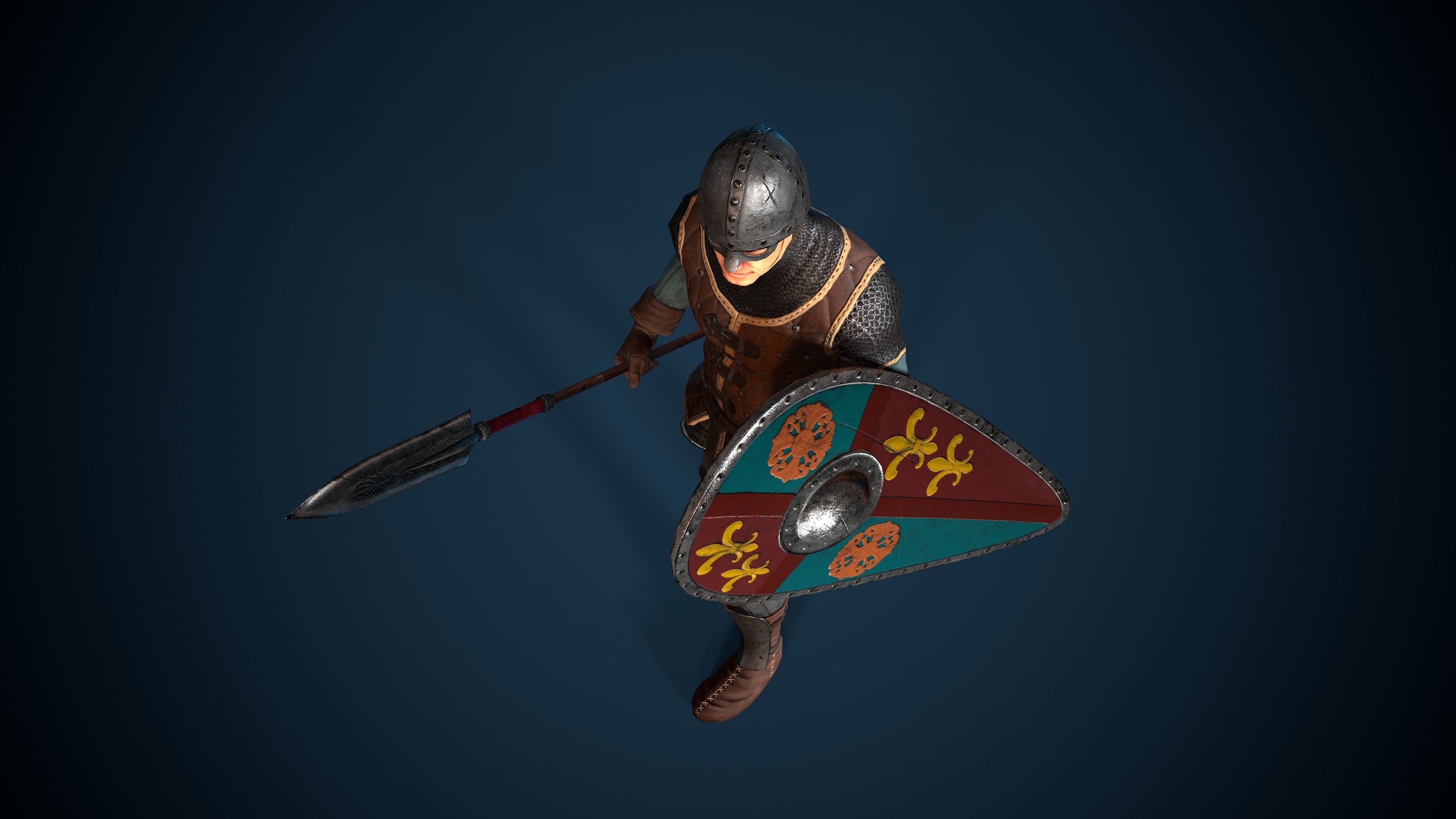 Guard knight Low-poly 3D model_10