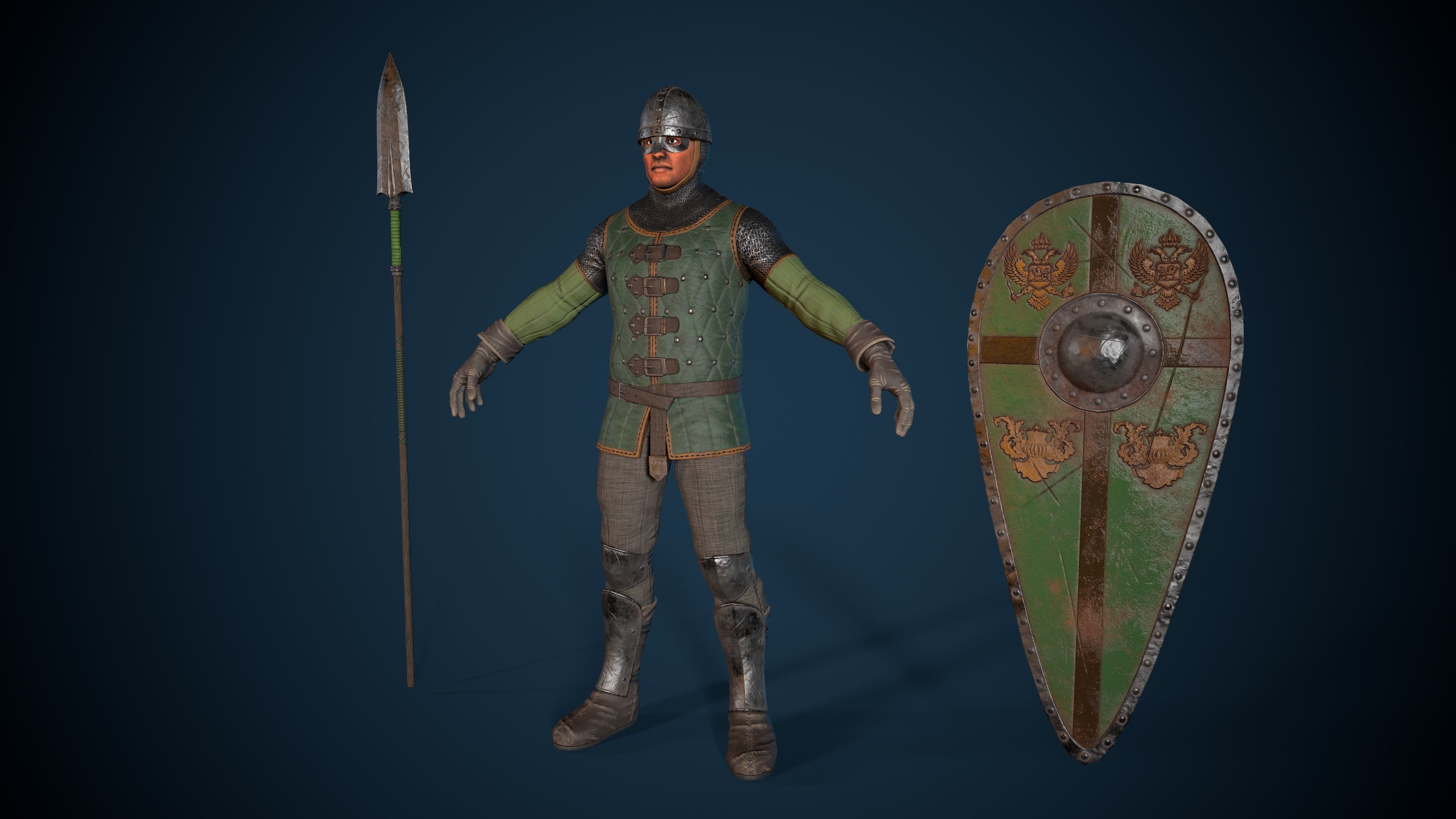 Guard knight Low-poly 3D model_17