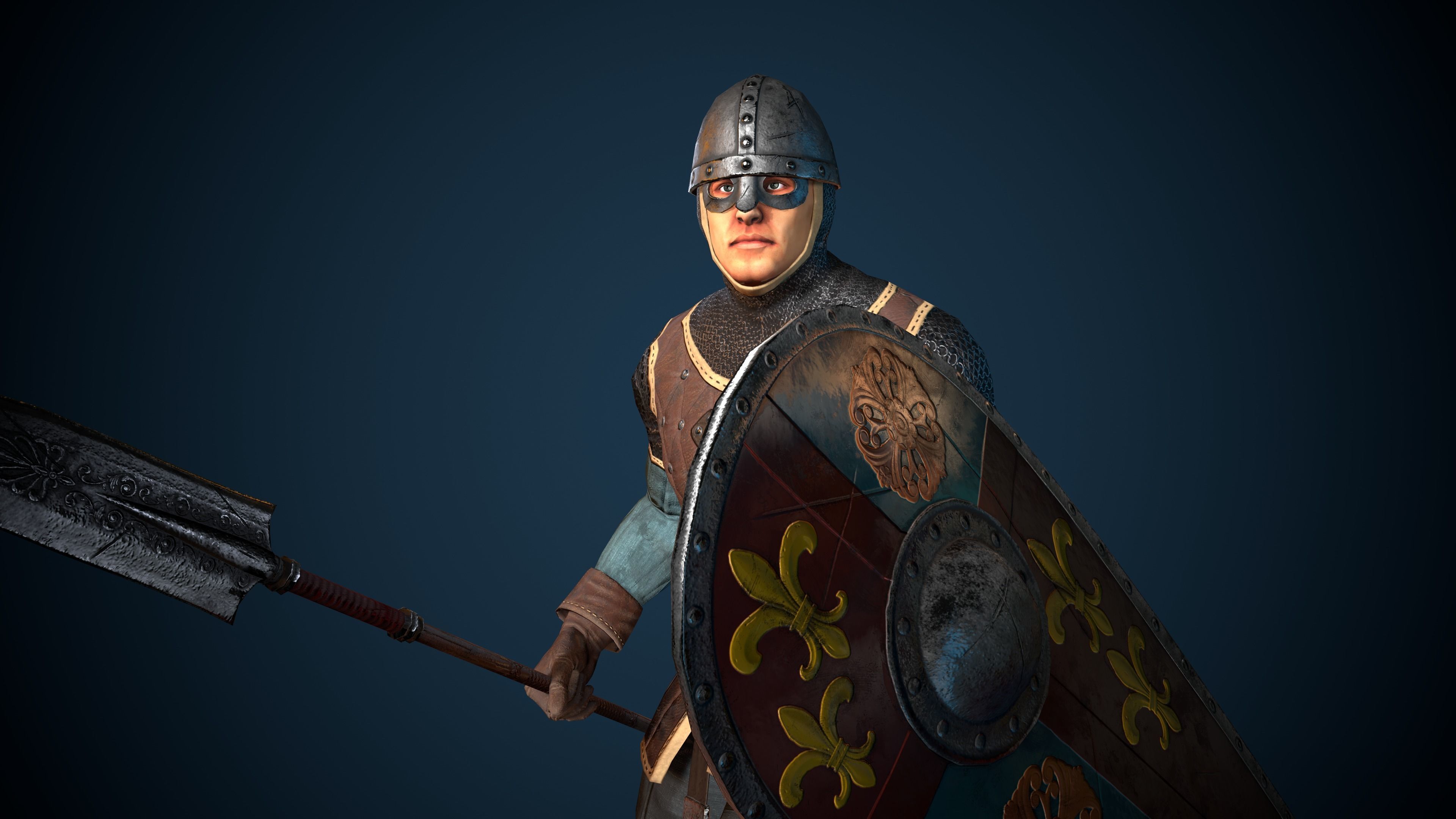 Guard knight Low-poly 3D model_6