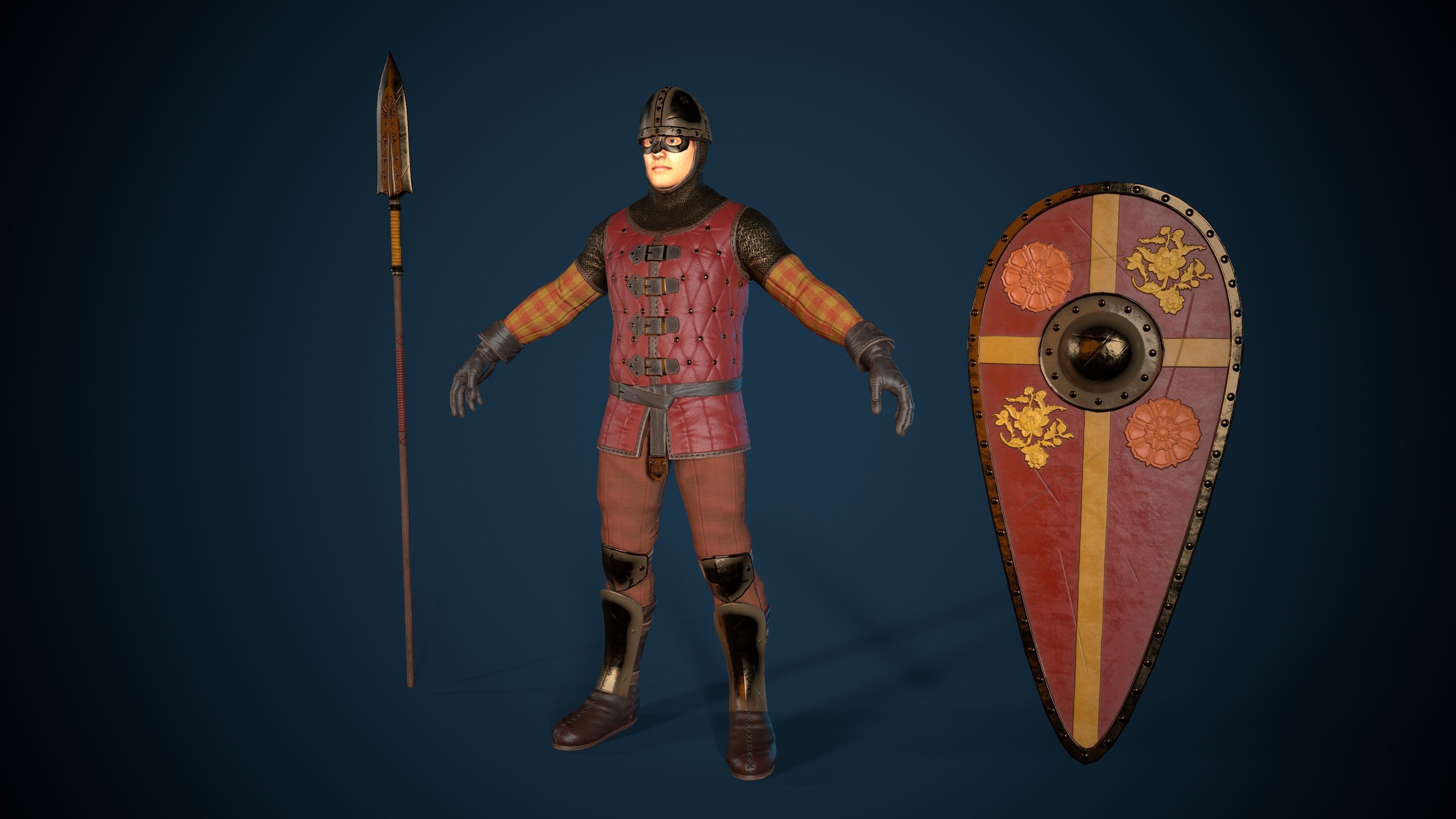 Guard knight Low-poly 3D model_16