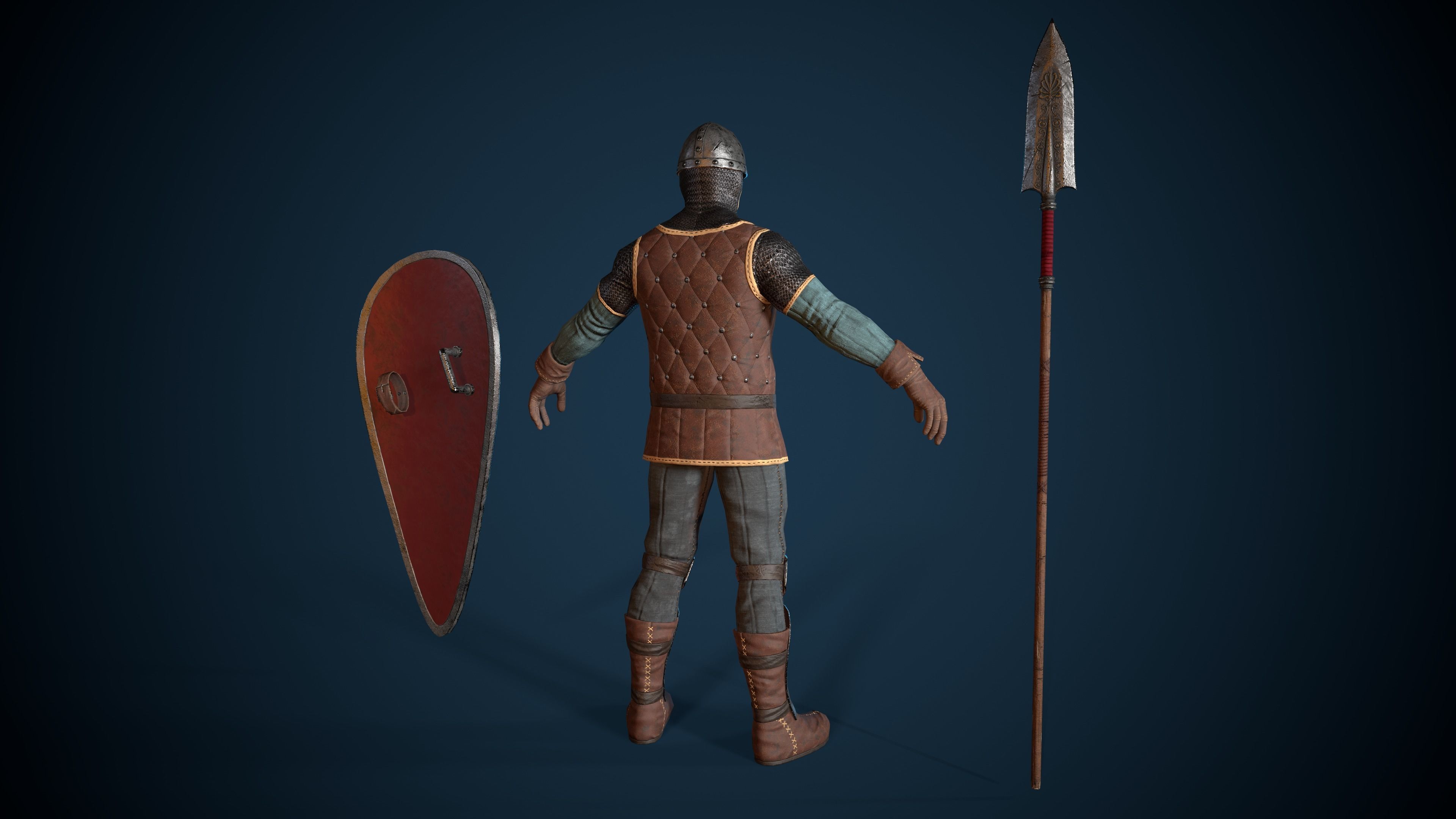 Guard knight Low-poly 3D model_13
