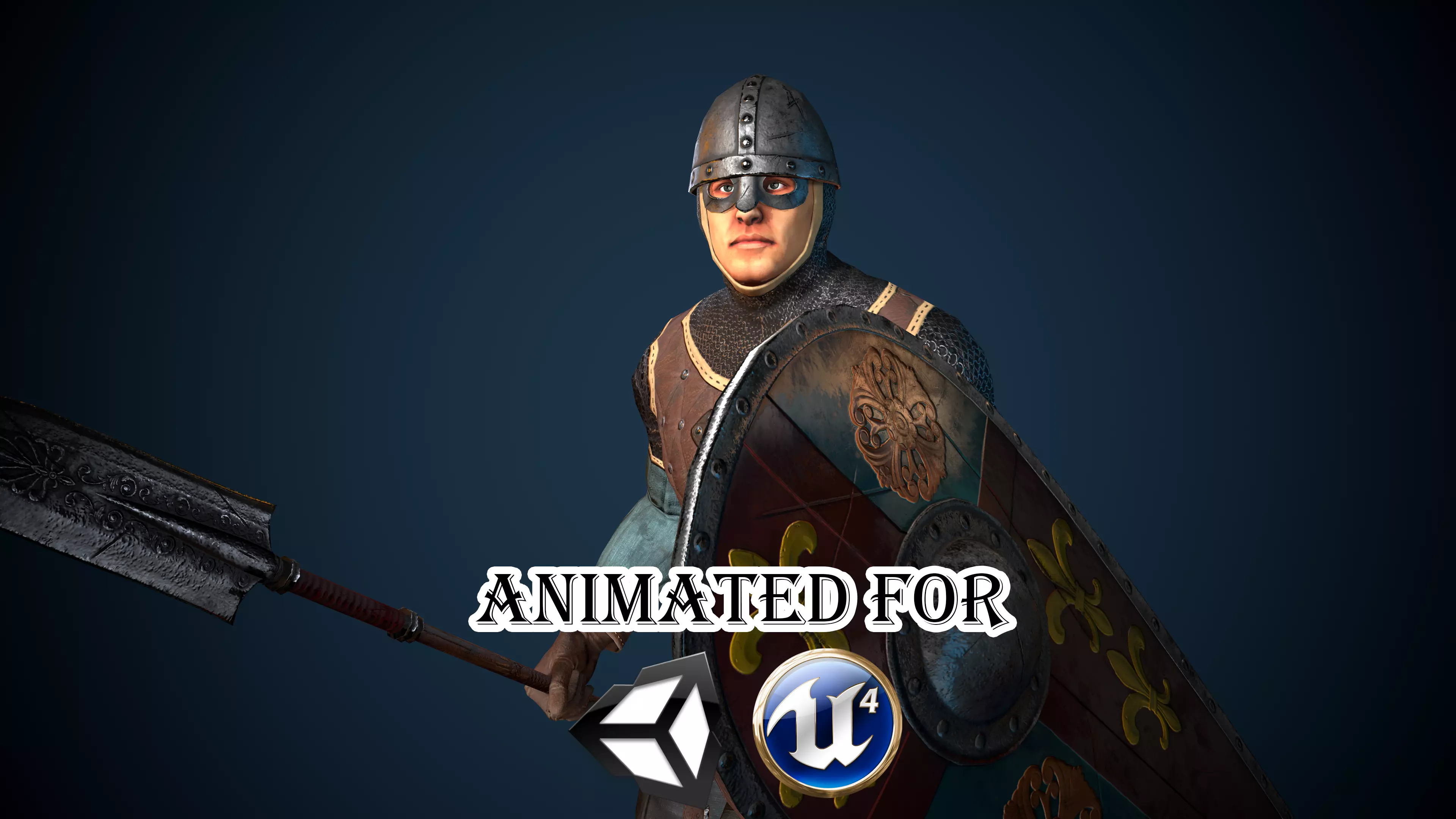 Guard knight Low-poly 3D model_0