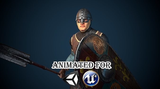 Guard knight Low-poly 3D model