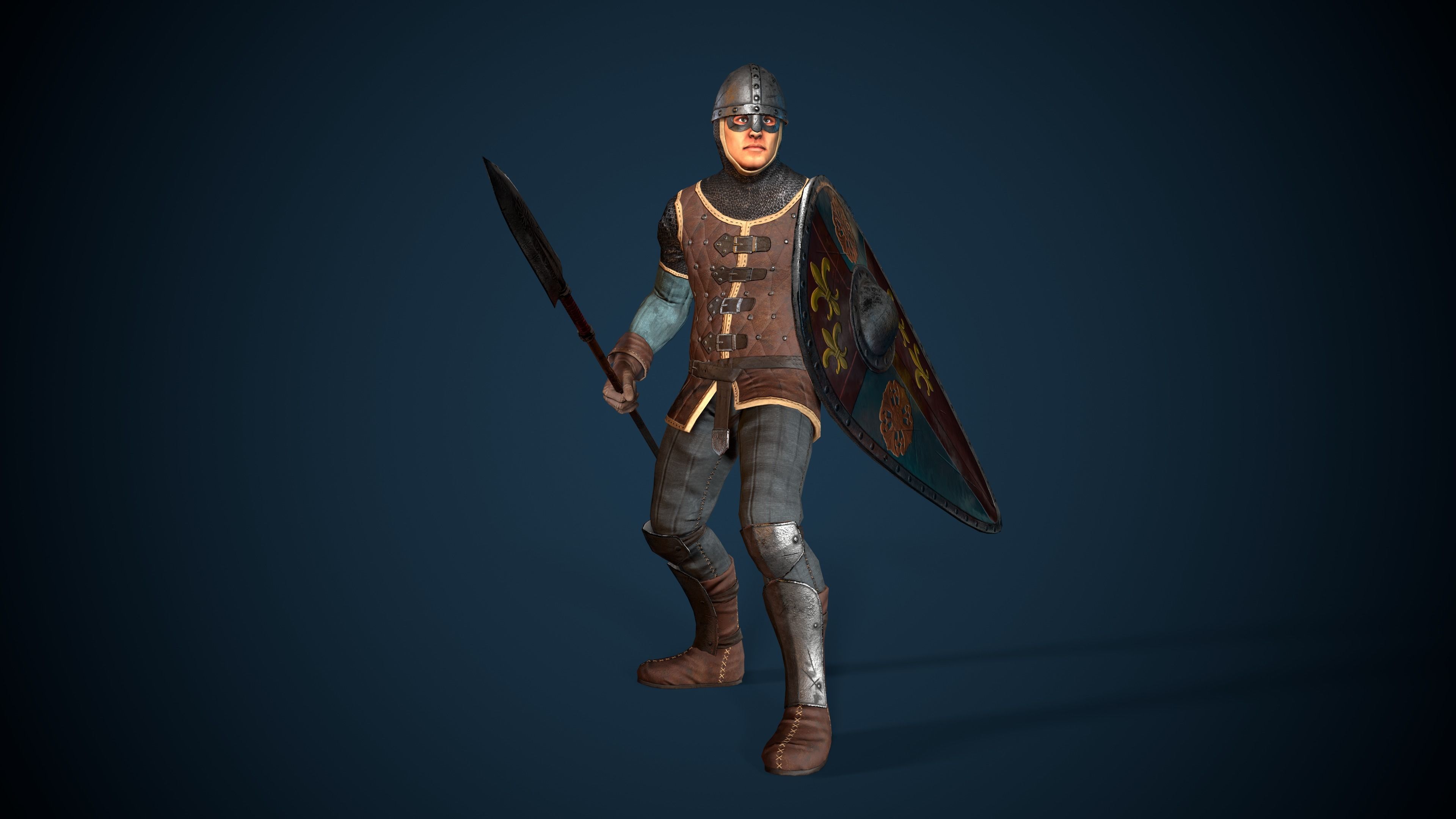 Guard knight Low-poly 3D model_8