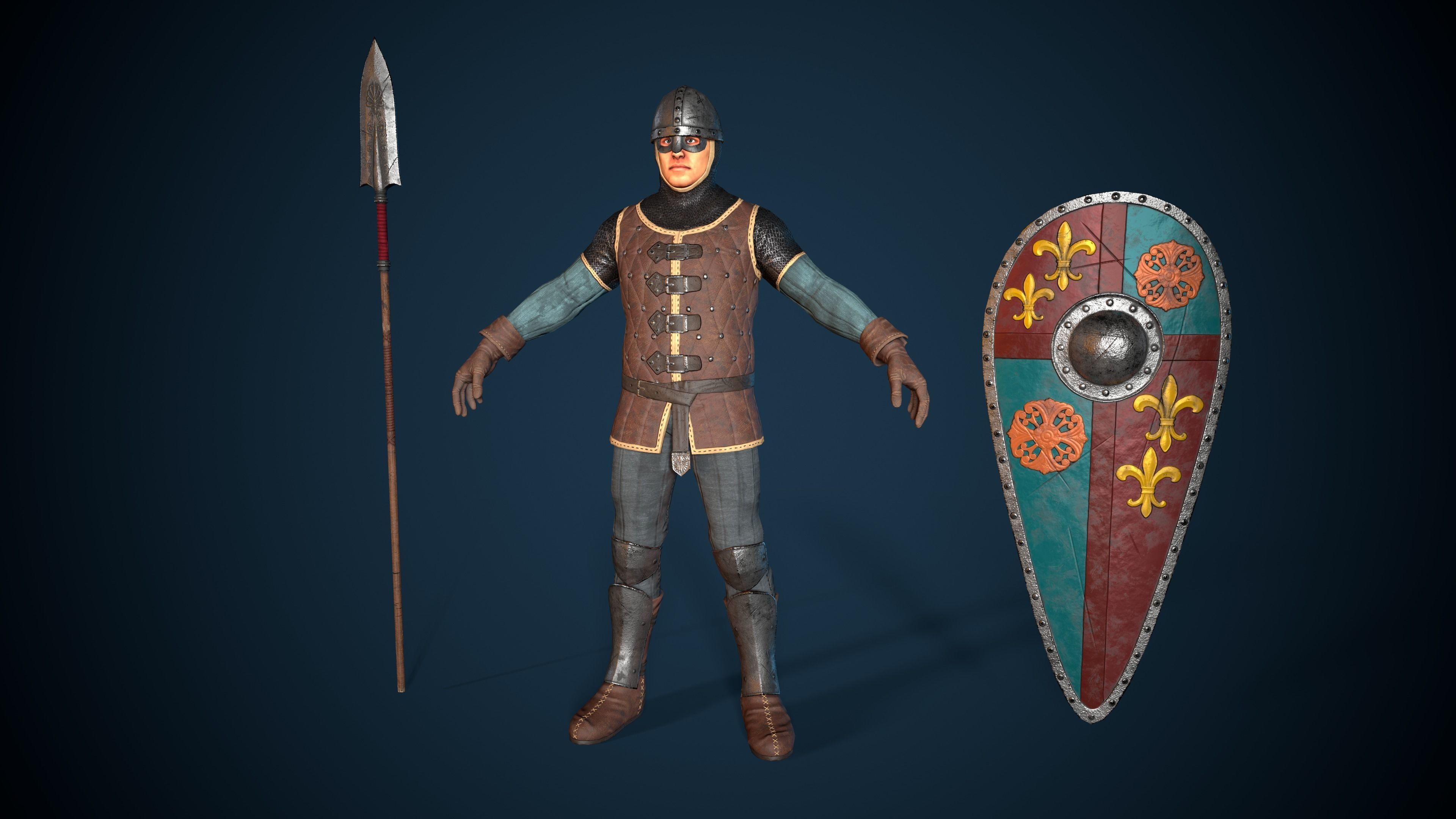 Guard knight Low-poly 3D model_11