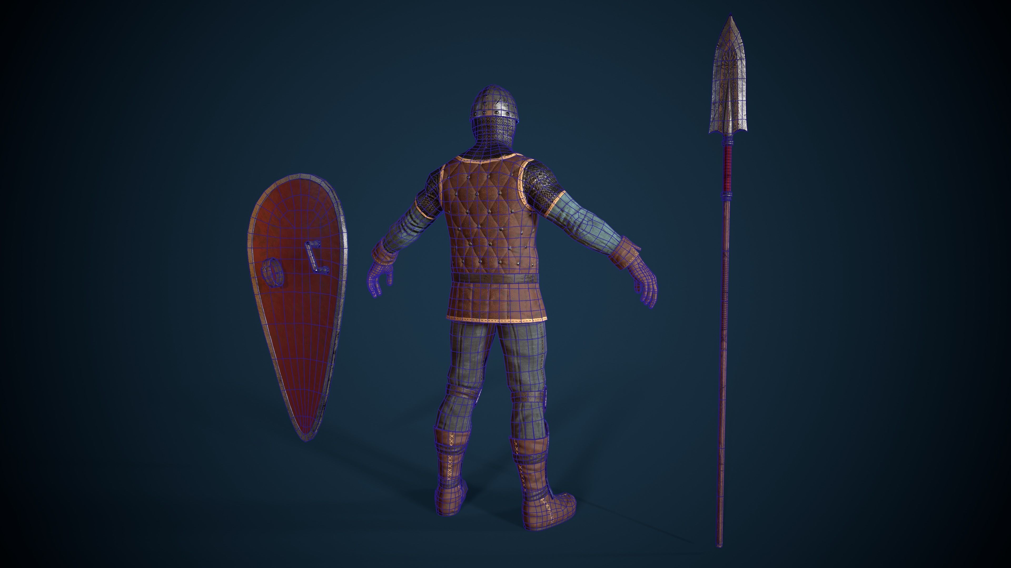Guard knight Low-poly 3D model_14
