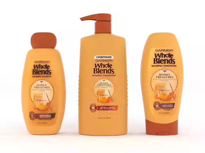 Garnier Whole Blends Honey Treasures Shampoo and Conditioner 3D model
