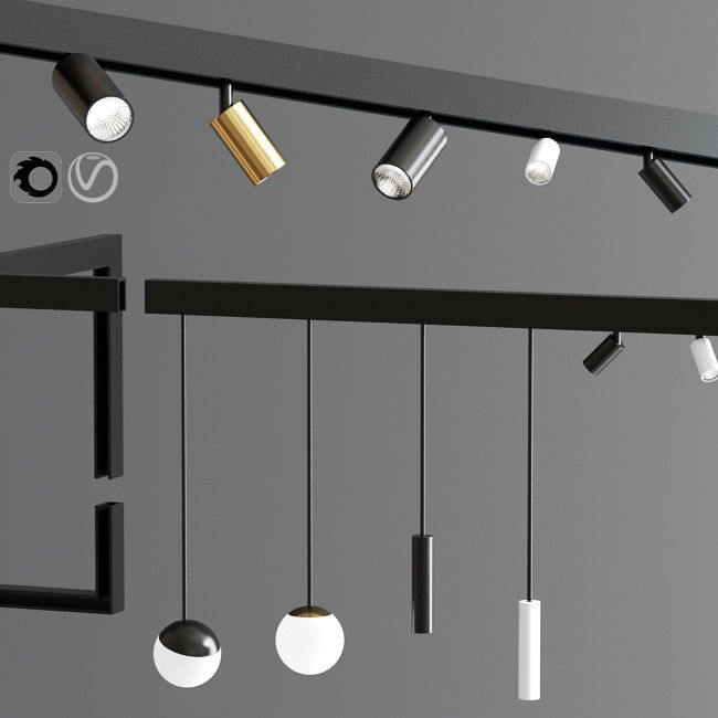 Suspensions Modules Ceiling Track Light 3D model_2