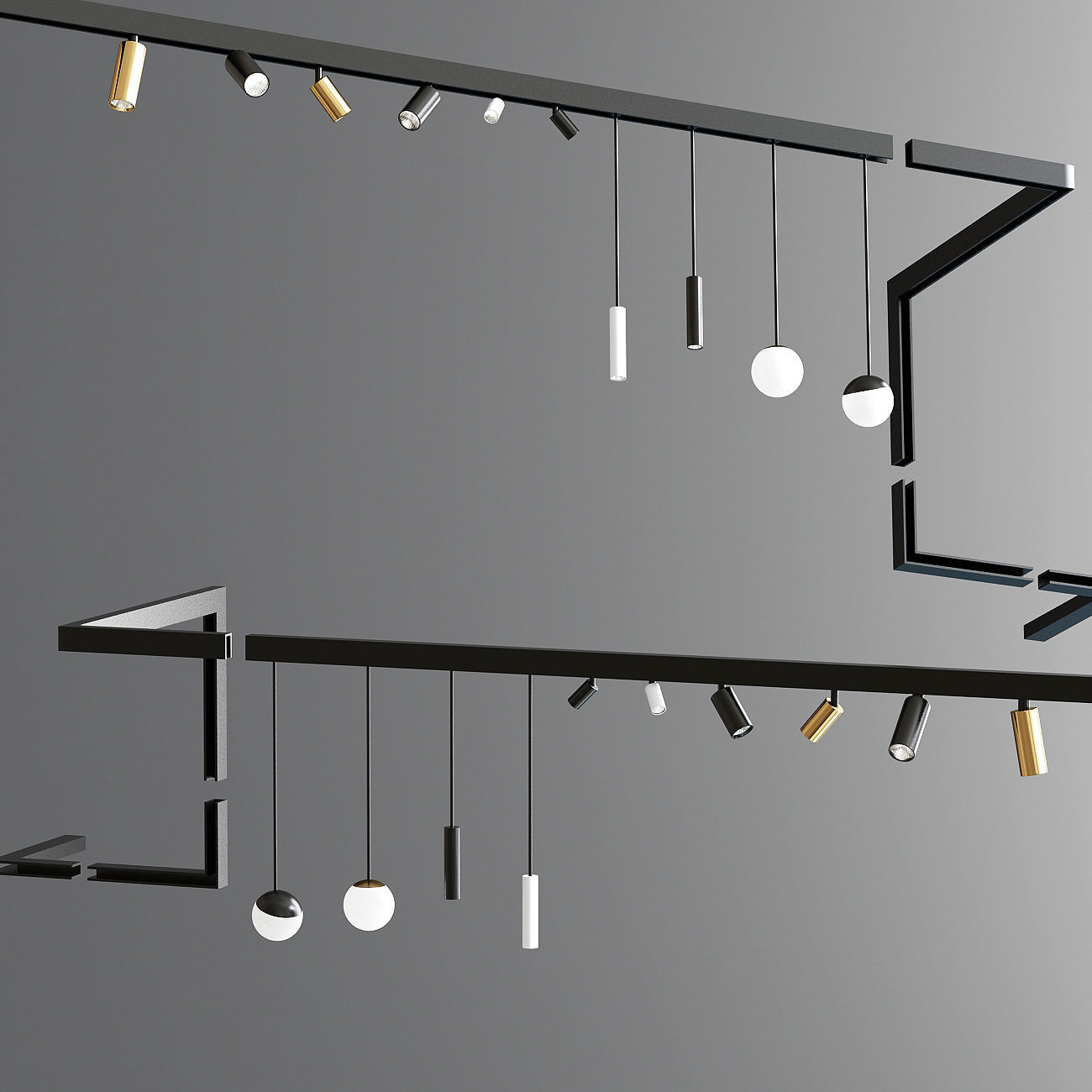 Suspensions Modules Ceiling Track Light 3D model_1