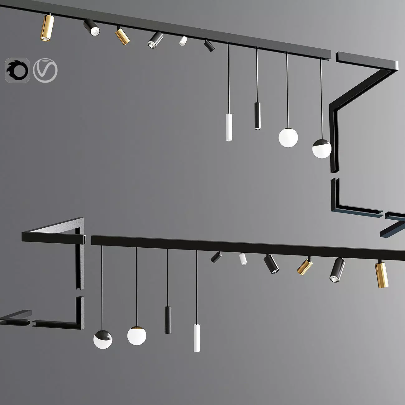 Suspensions Modules Ceiling Track Light 3D model_0