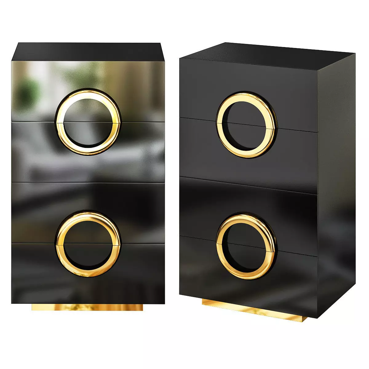 Black and Gold 4-Drawer Accent Chest Dresser Low-poly 3D model_0