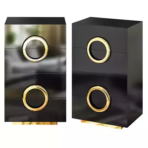 Black and Gold 4-Drawer Accent Chest Dresser Low-poly 3D model
