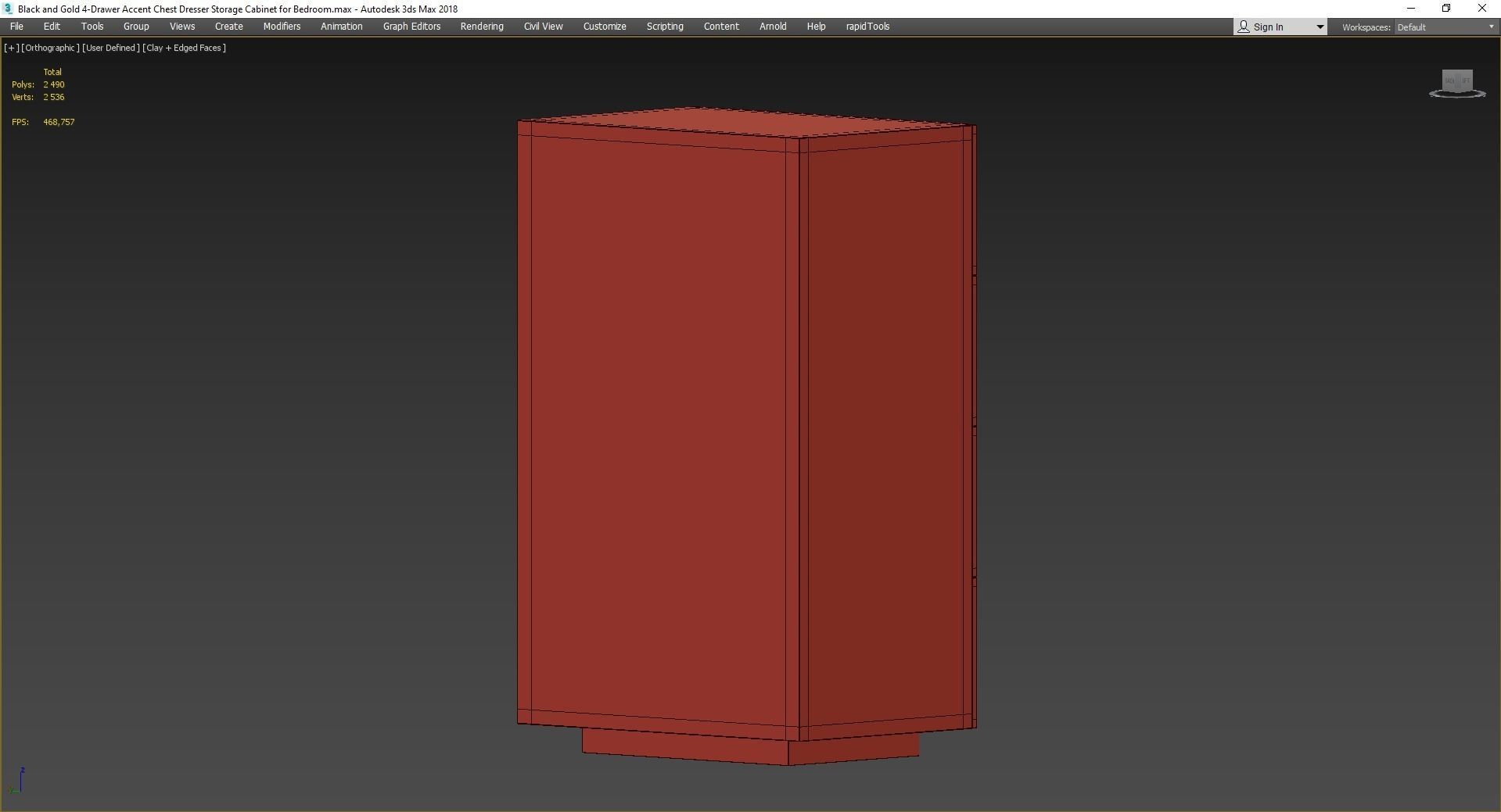 Black and Gold 4-Drawer Accent Chest Dresser Low-poly 3D model_4