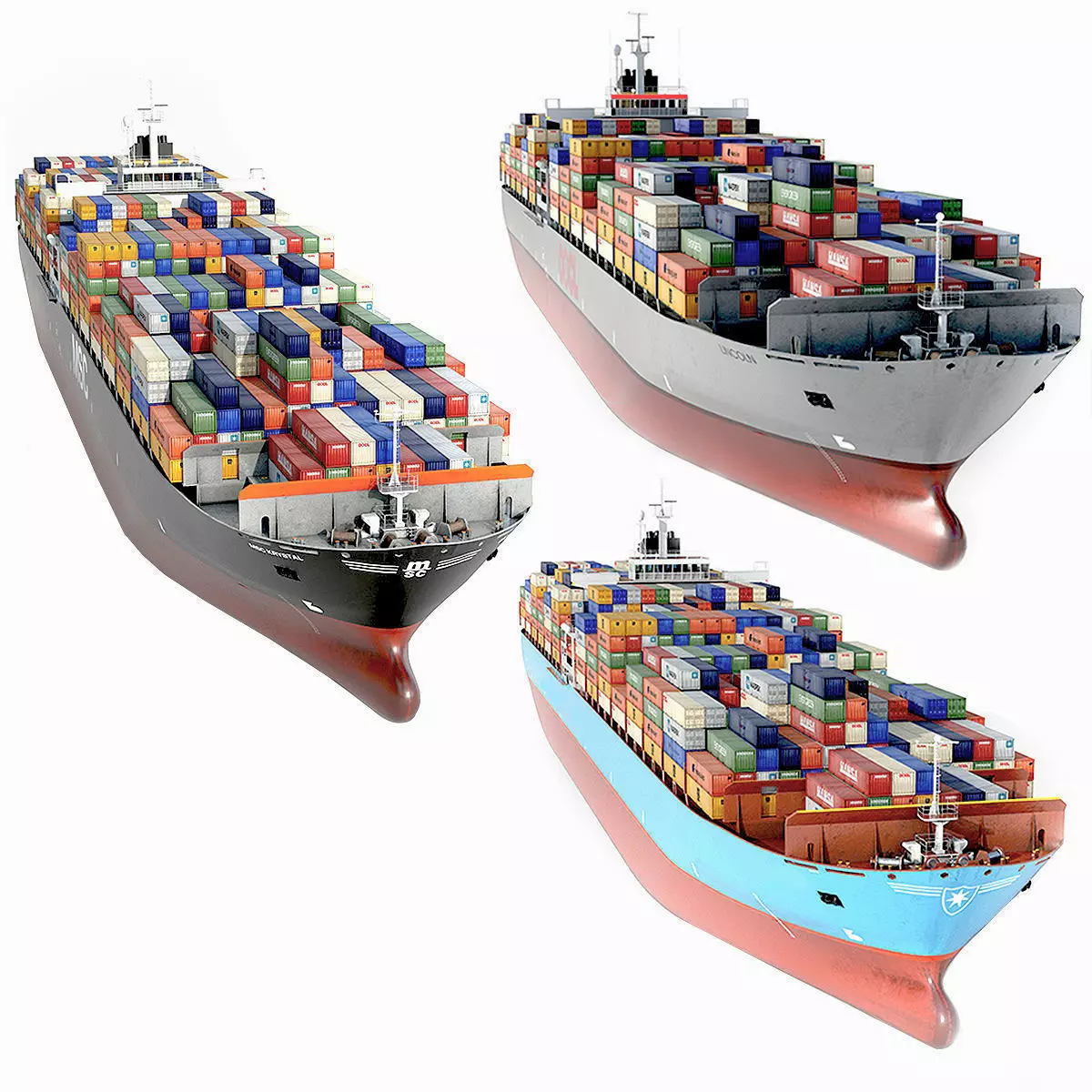 collection container ships  Low-poly 3D model_0