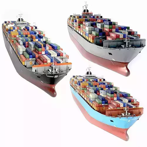 collection container ships  Low-poly 3D model
