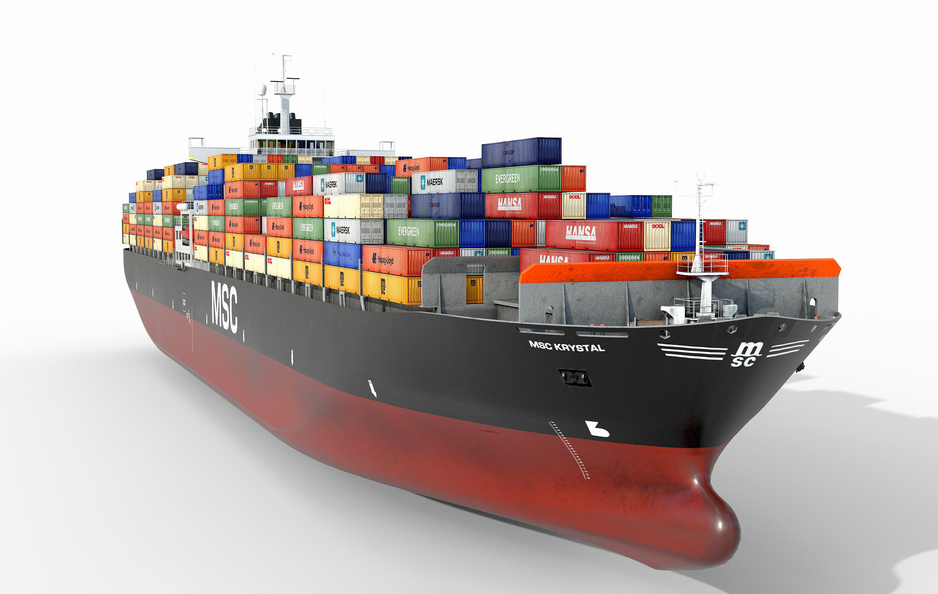collection container ships  Low-poly 3D model_1