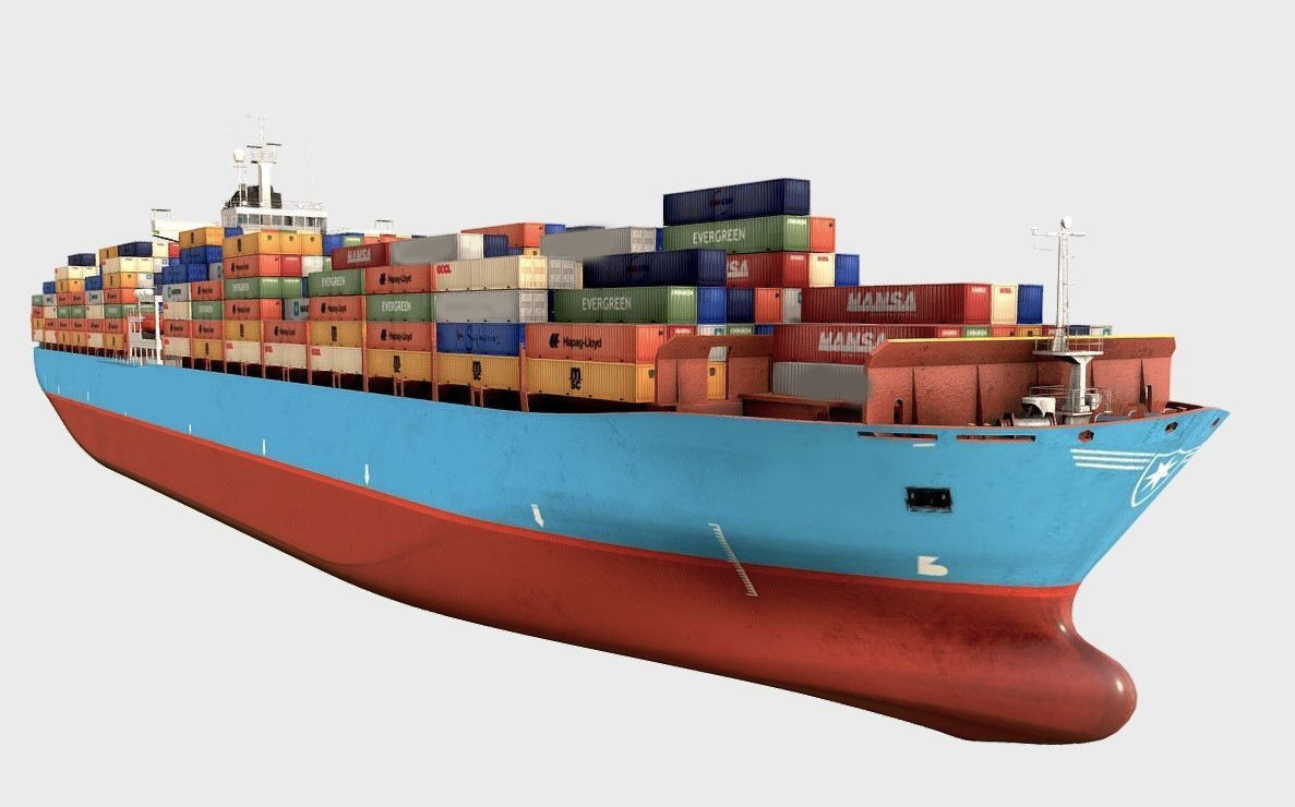 collection container ships  Low-poly 3D model_5