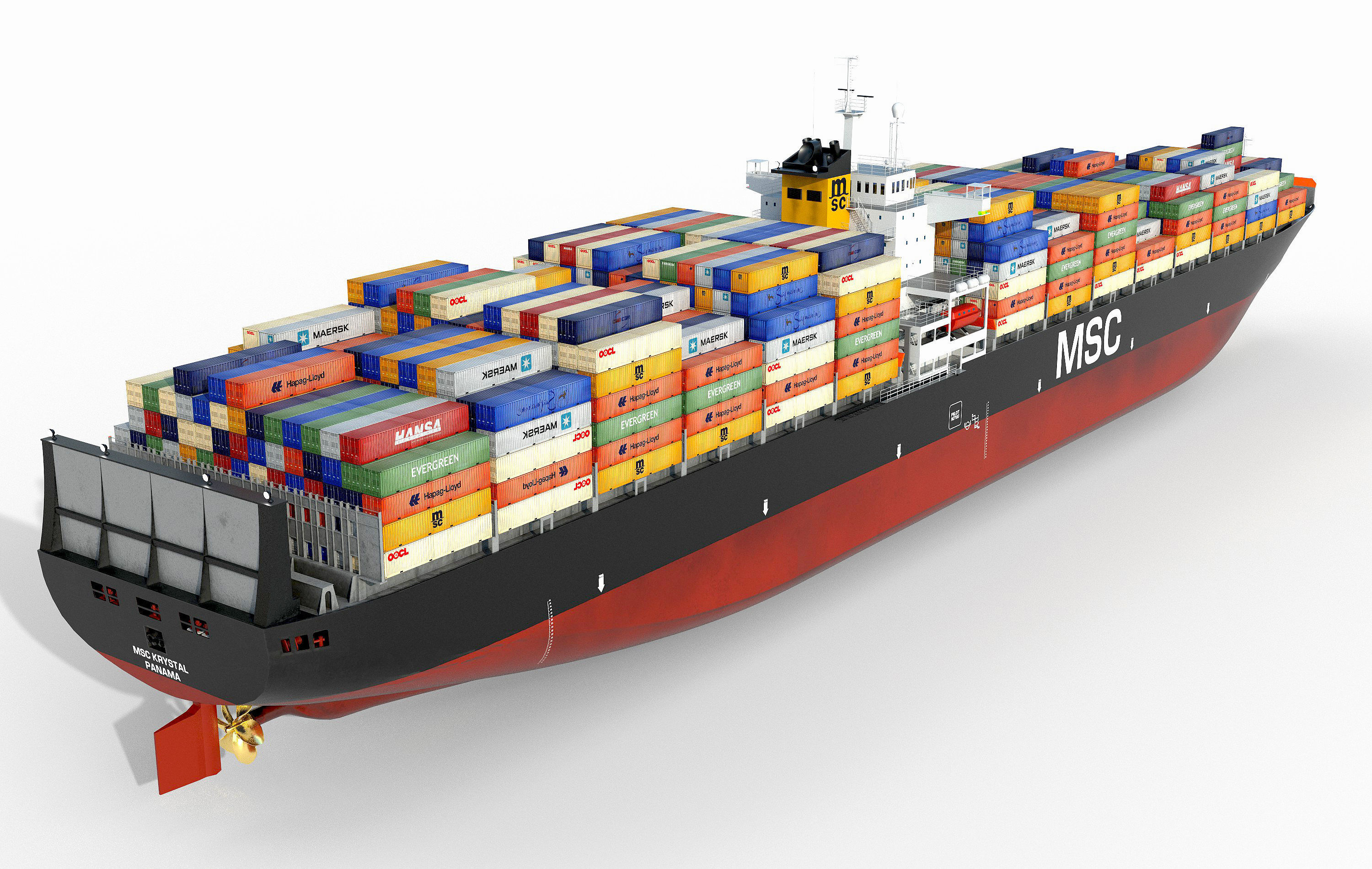collection container ships  Low-poly 3D model_12