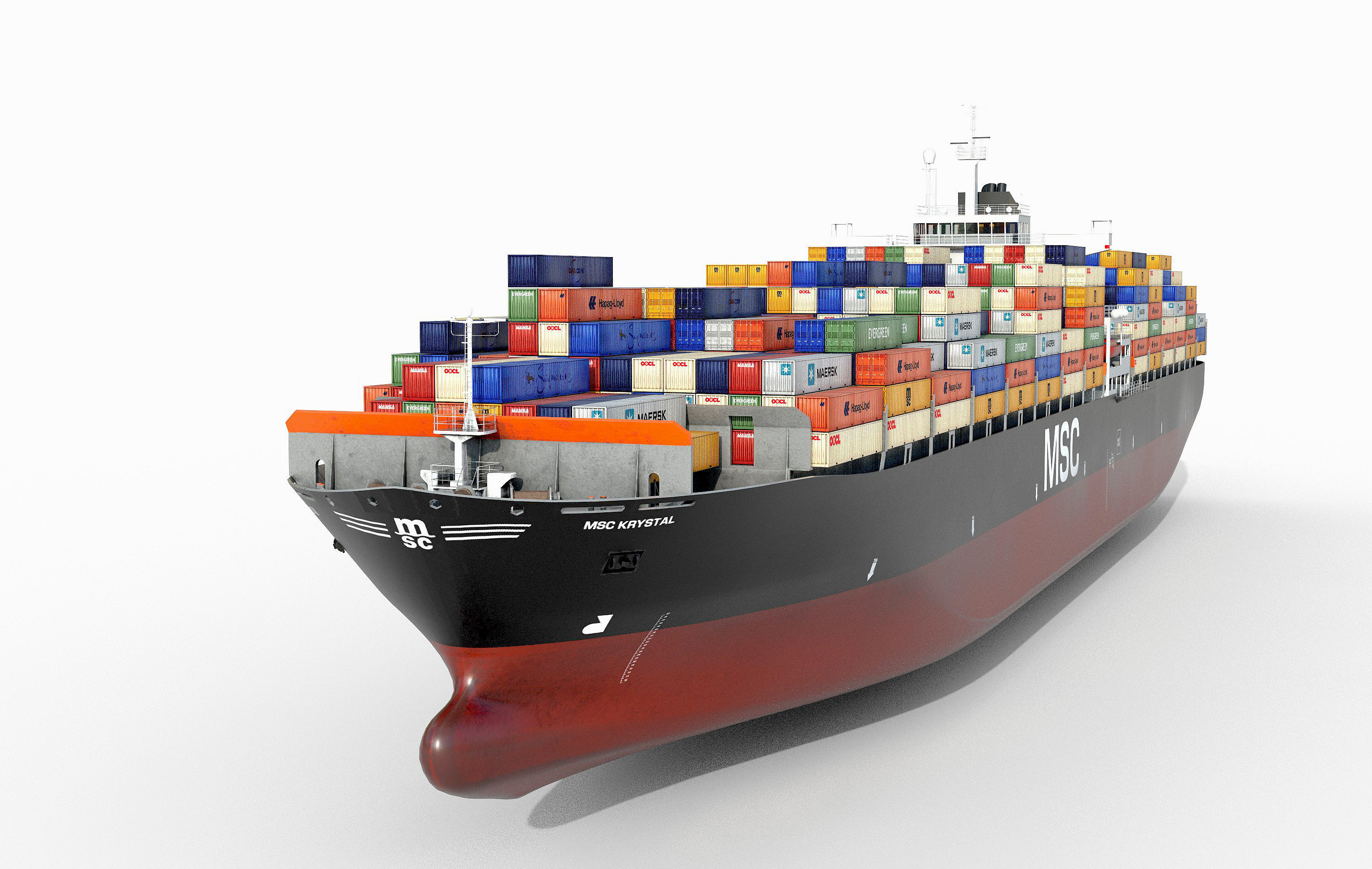 collection container ships  Low-poly 3D model_9