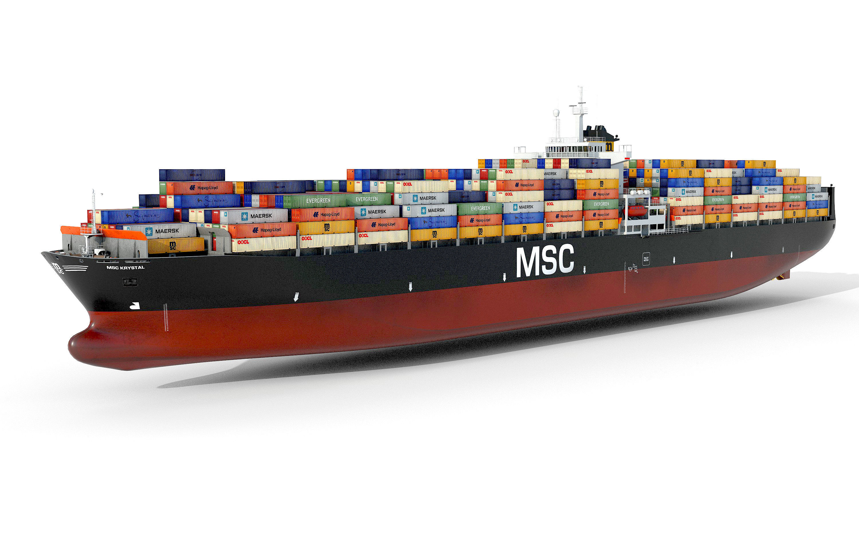 collection container ships  Low-poly 3D model_11