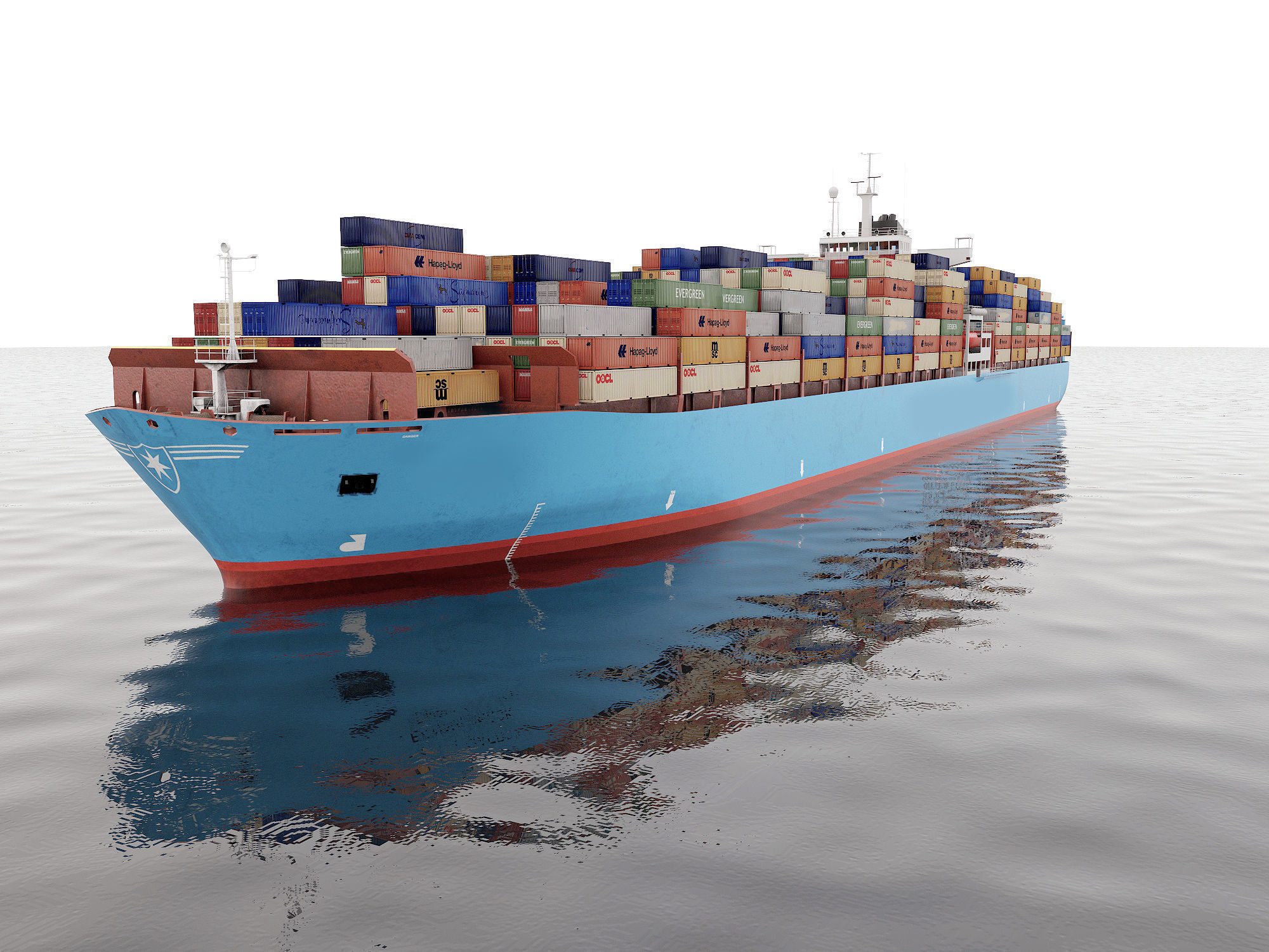 collection container ships  Low-poly 3D model_6