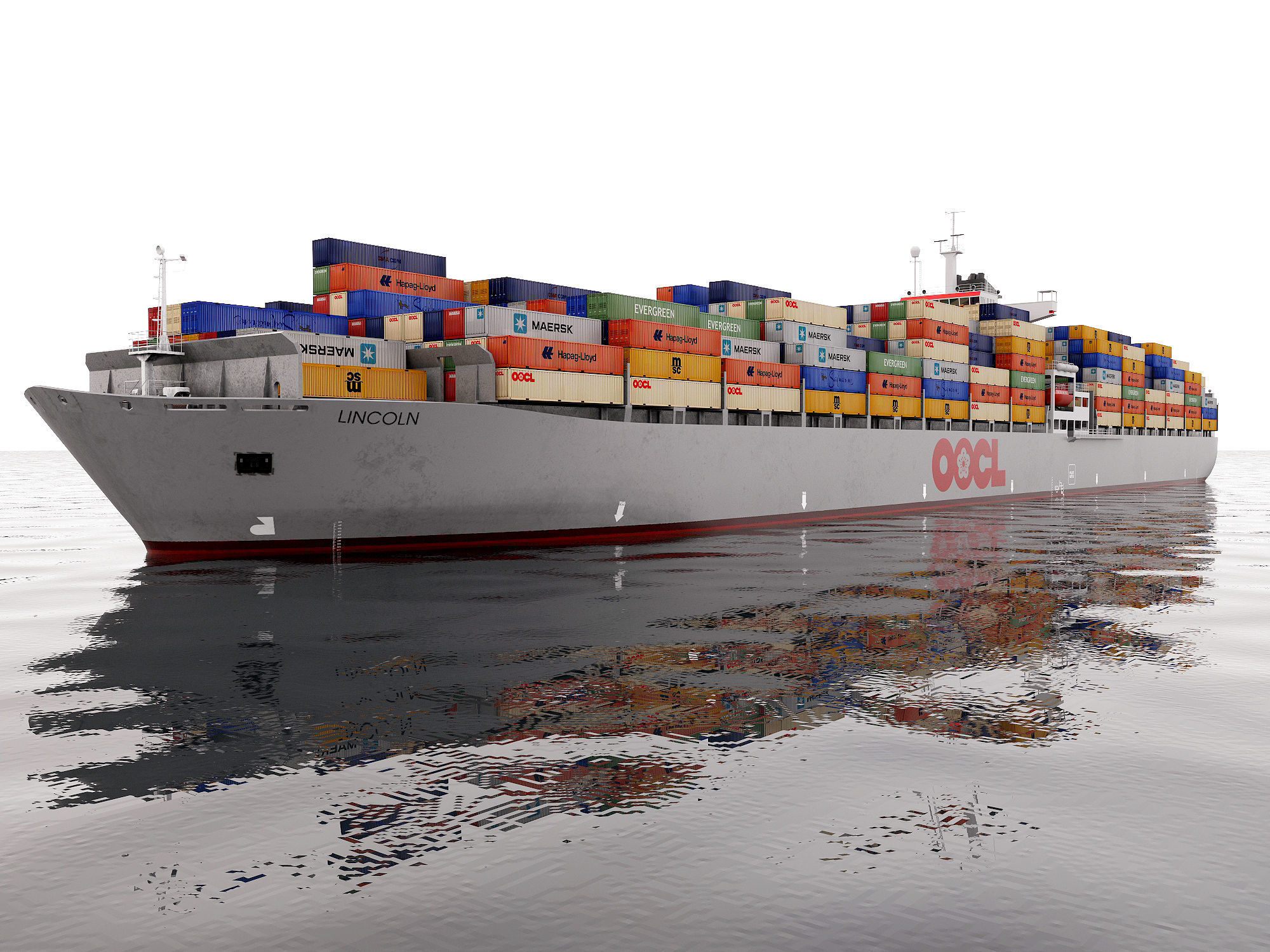 collection container ships  Low-poly 3D model_13