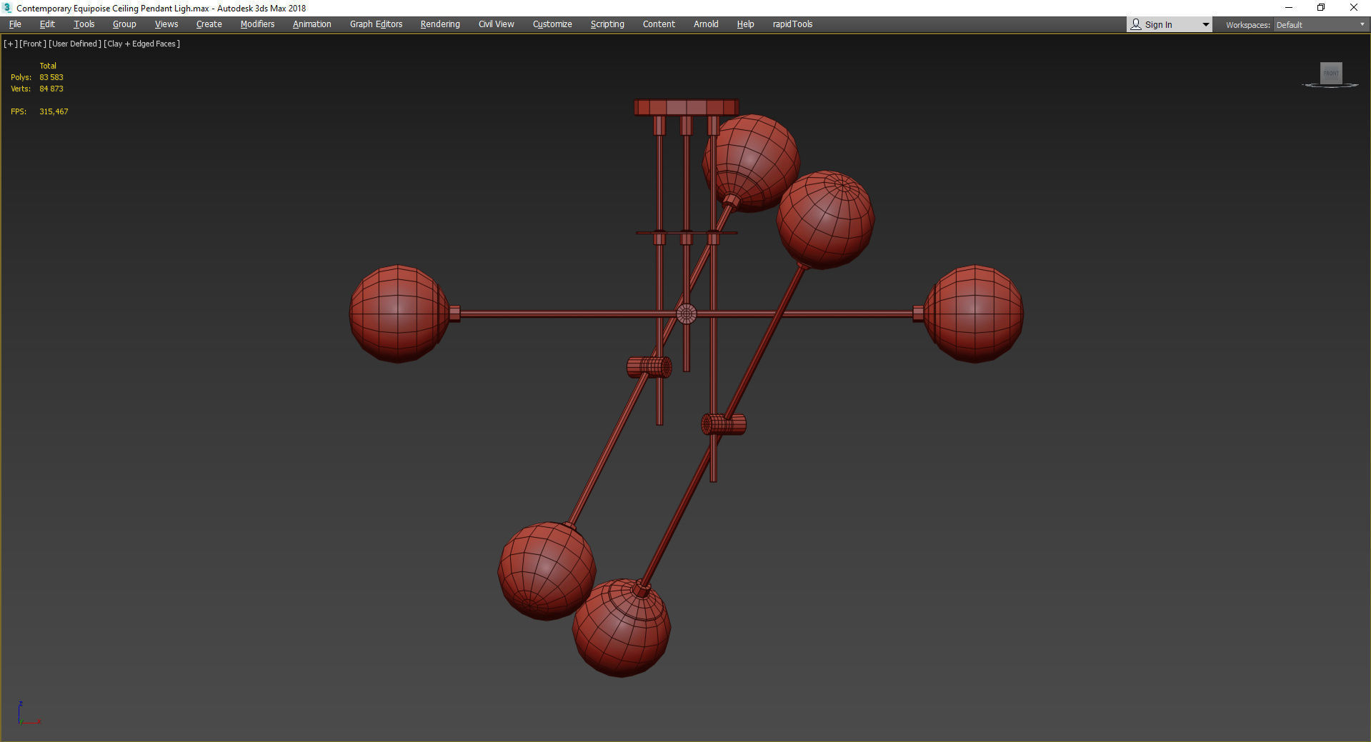 Contemporary Equipoise Ceiling Pendant Ligh Low-poly 3D model_2