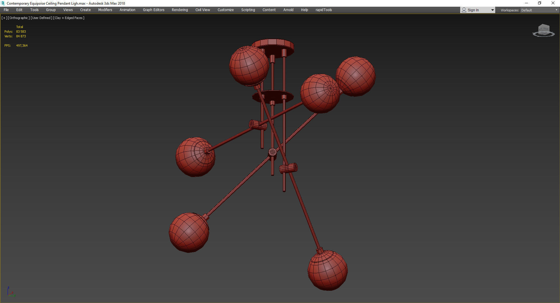 Contemporary Equipoise Ceiling Pendant Ligh Low-poly 3D model_3