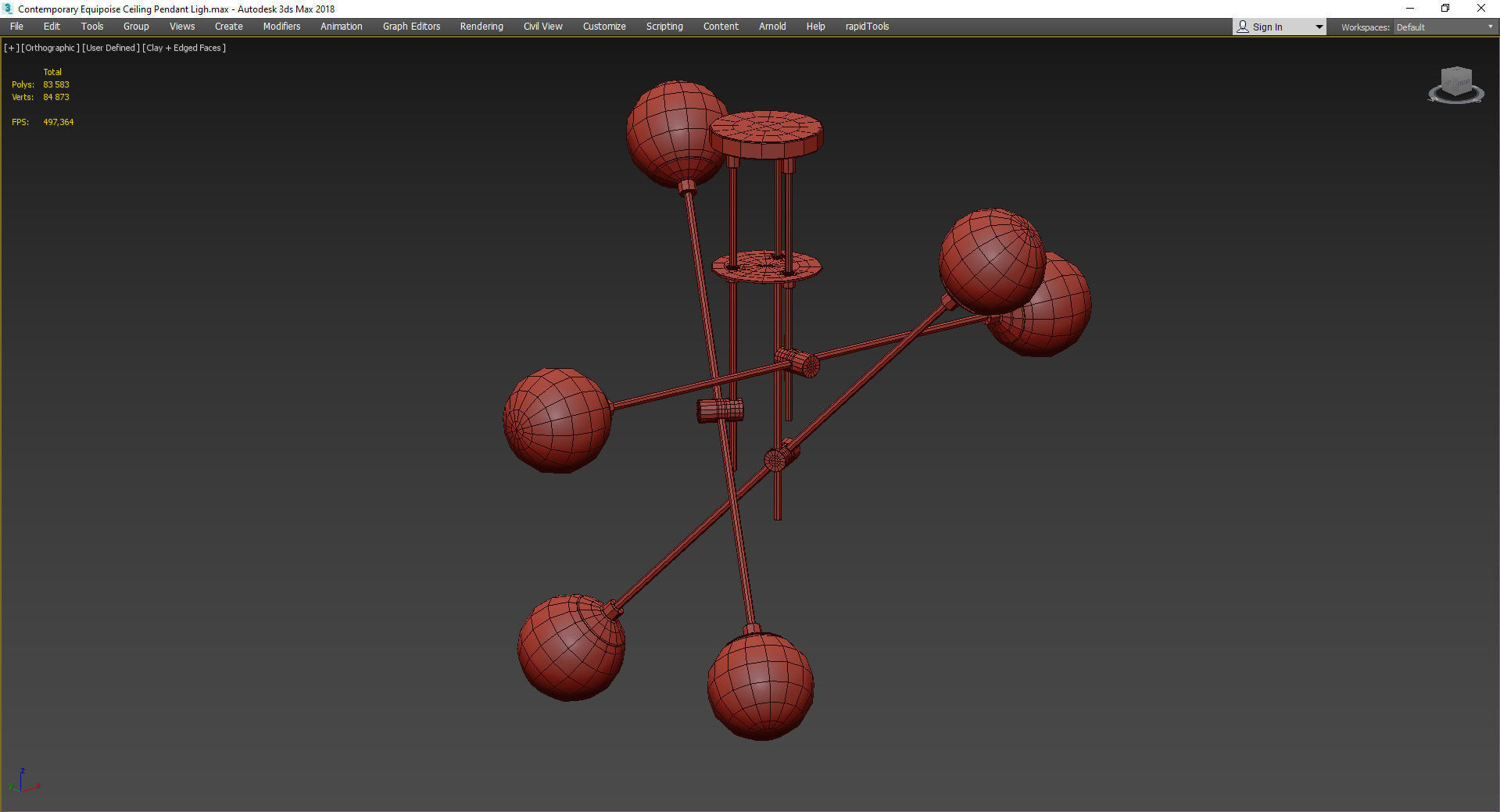 Contemporary Equipoise Ceiling Pendant Ligh Low-poly 3D model_4