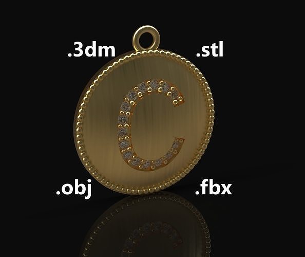 Model 168 Alphabets Necklace  The Letter C Necklace Camber 3D print model