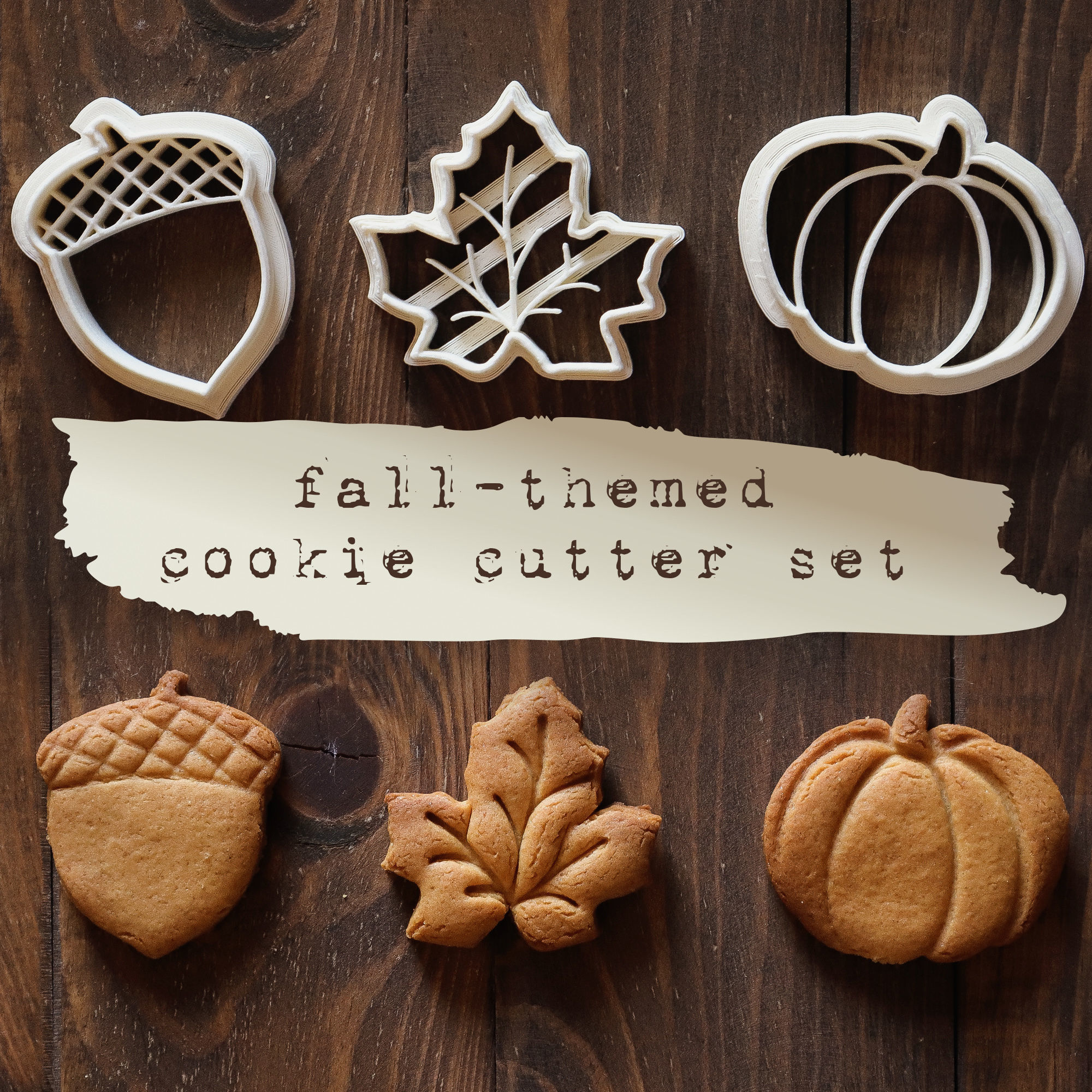 Fall-Themed Cookie Cutter Set 3D print model_3