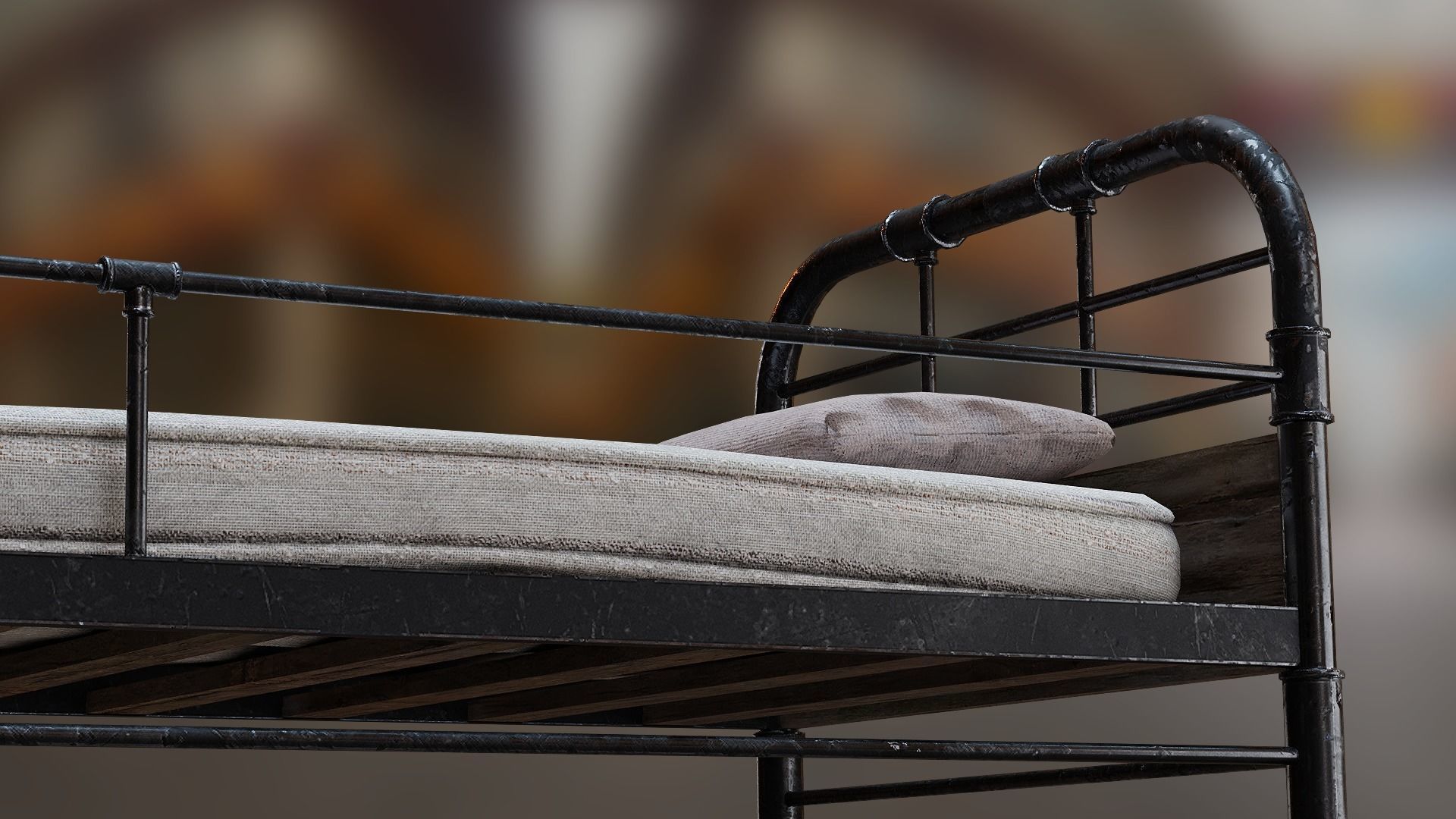 PBR Bunk Bed with Mattress and Pillows Low-poly 3D model_3