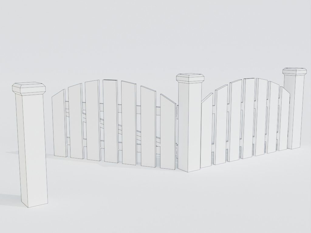 Low poly set of fences Low-poly 3D model_35
