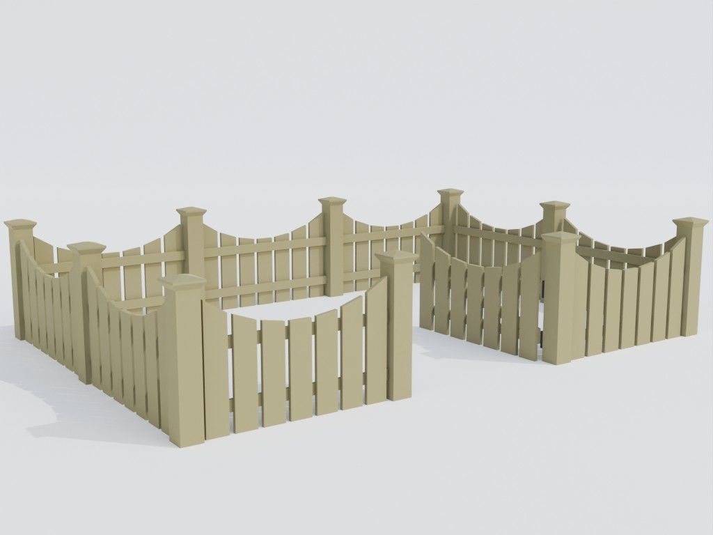 Low poly set of fences Low-poly 3D model_39