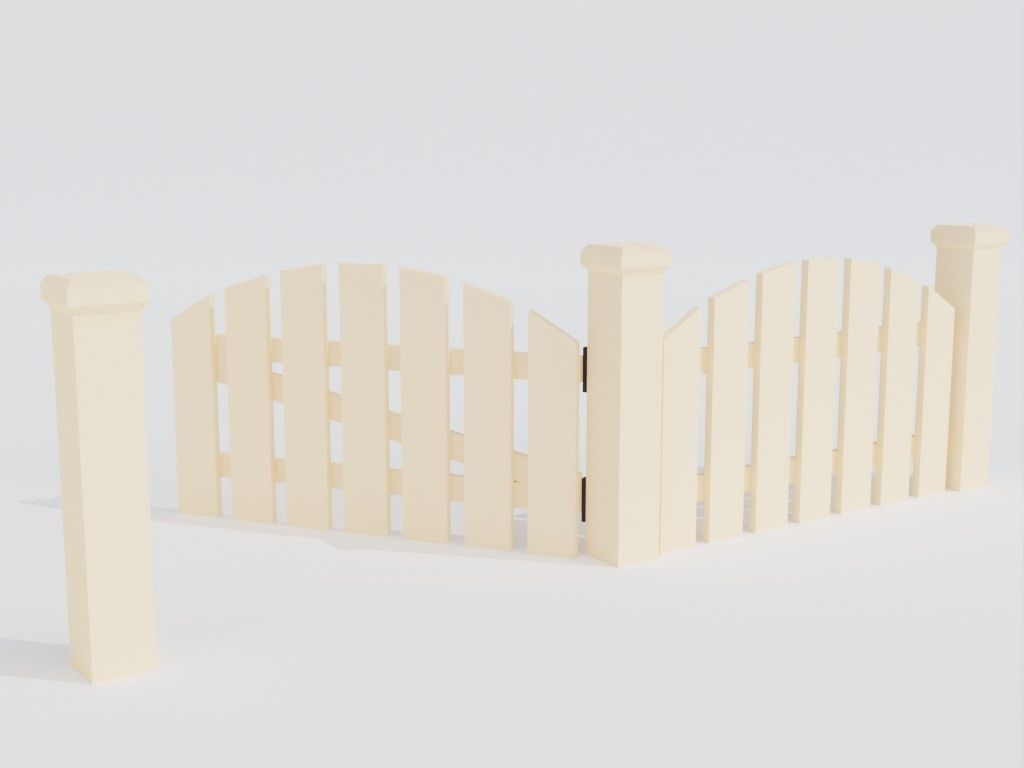 Low poly set of fences Low-poly 3D model_34