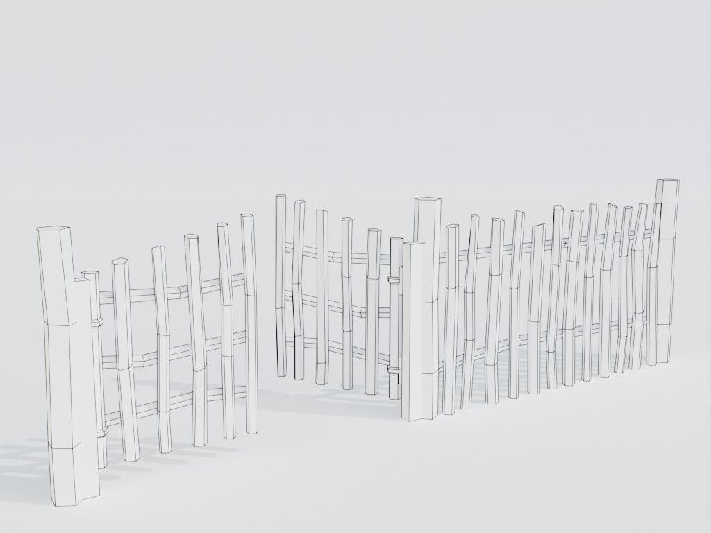 Low poly set of fences Low-poly 3D model_17