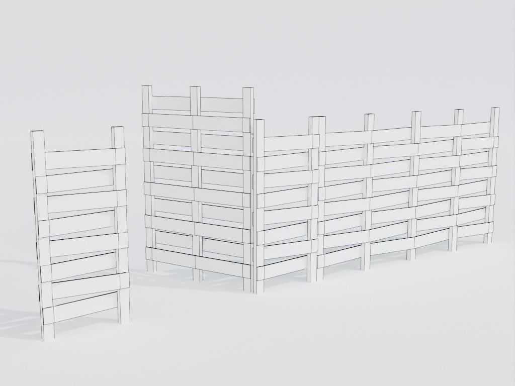 Low poly set of fences Low-poly 3D model_26
