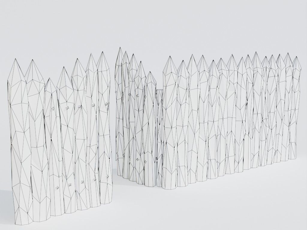 Low poly set of fences Low-poly 3D model_44
