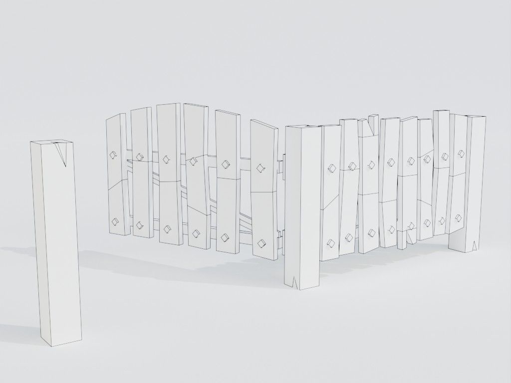 Low poly set of fences Low-poly 3D model_20