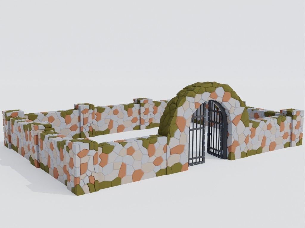 Low poly set of fences Low-poly 3D model_30